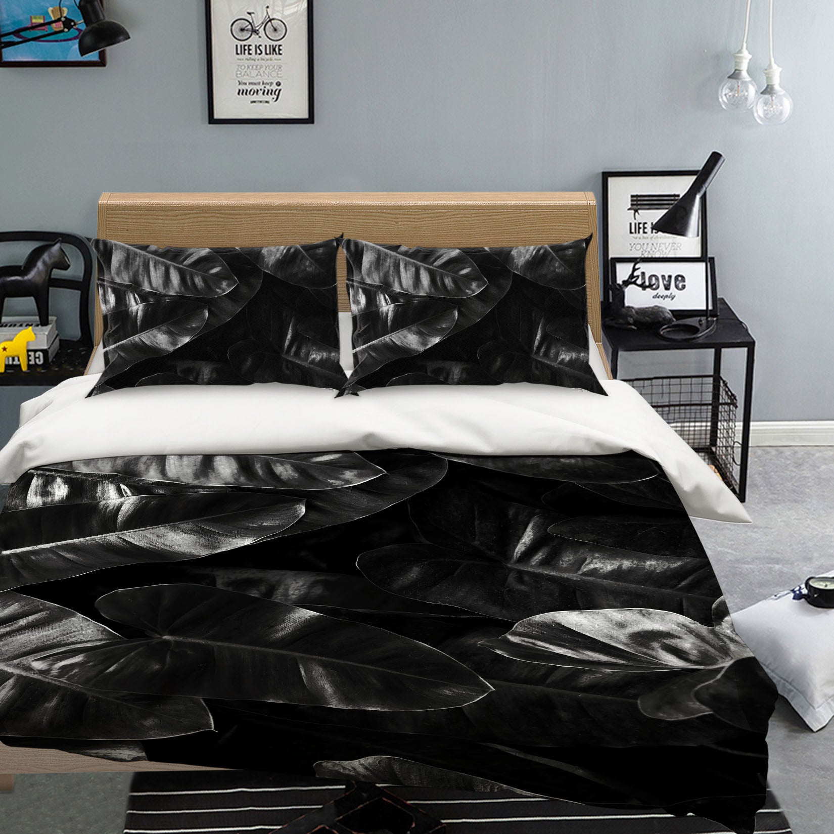 3D Black Leaves 243 Boris Draschoff Bedding Bed Pillowcases Quilt