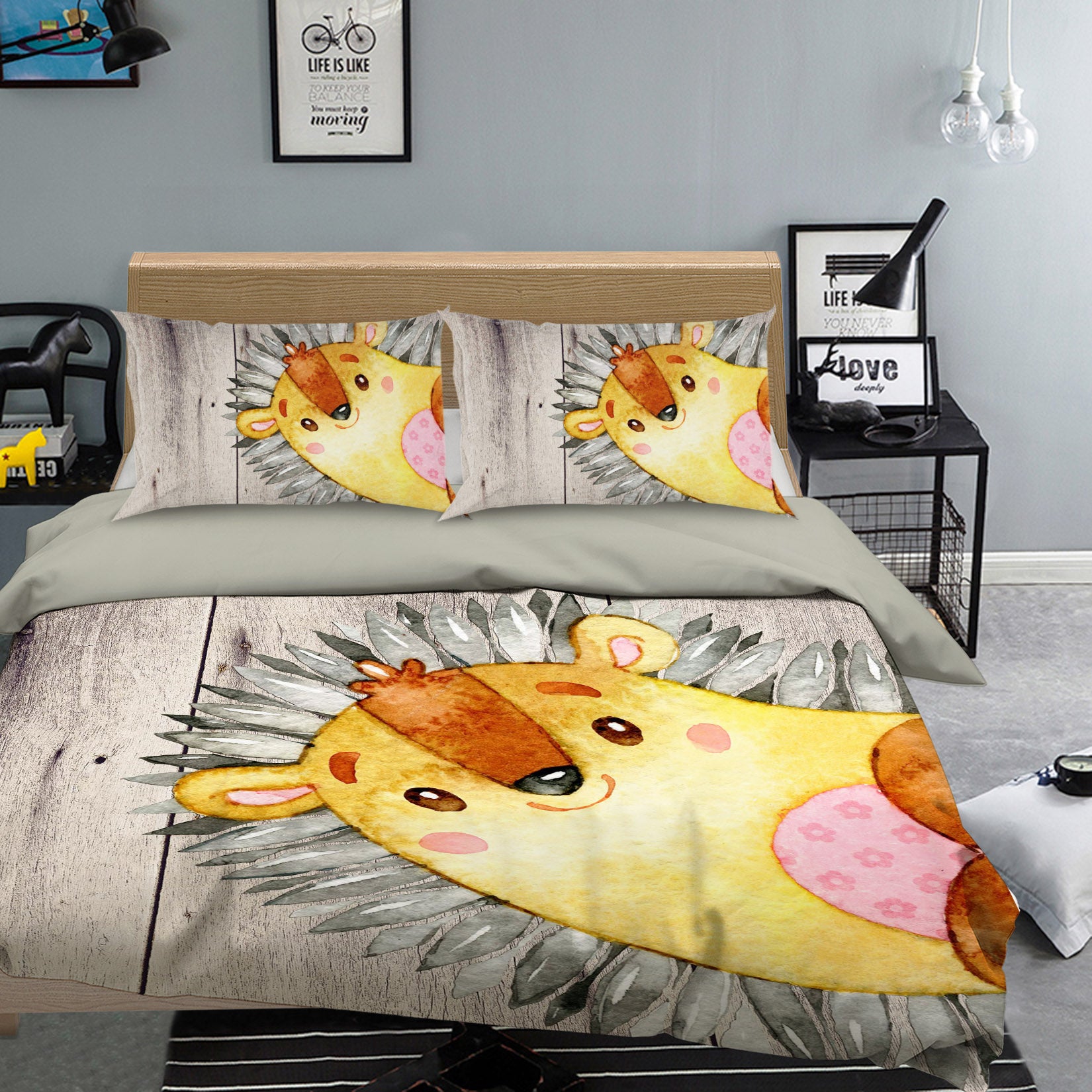 3D Yellow Hedgehog 244 Uta Naumann Bedding Bed Pillowcases Quilt