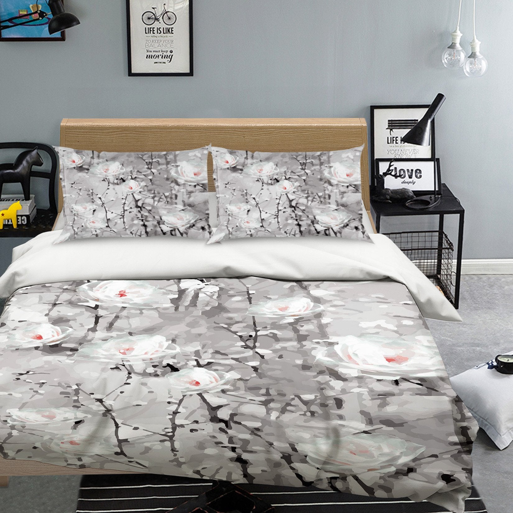 3D Red Flower 022 Bed Pillowcases Quilt Wallpaper AJ Wallpaper 