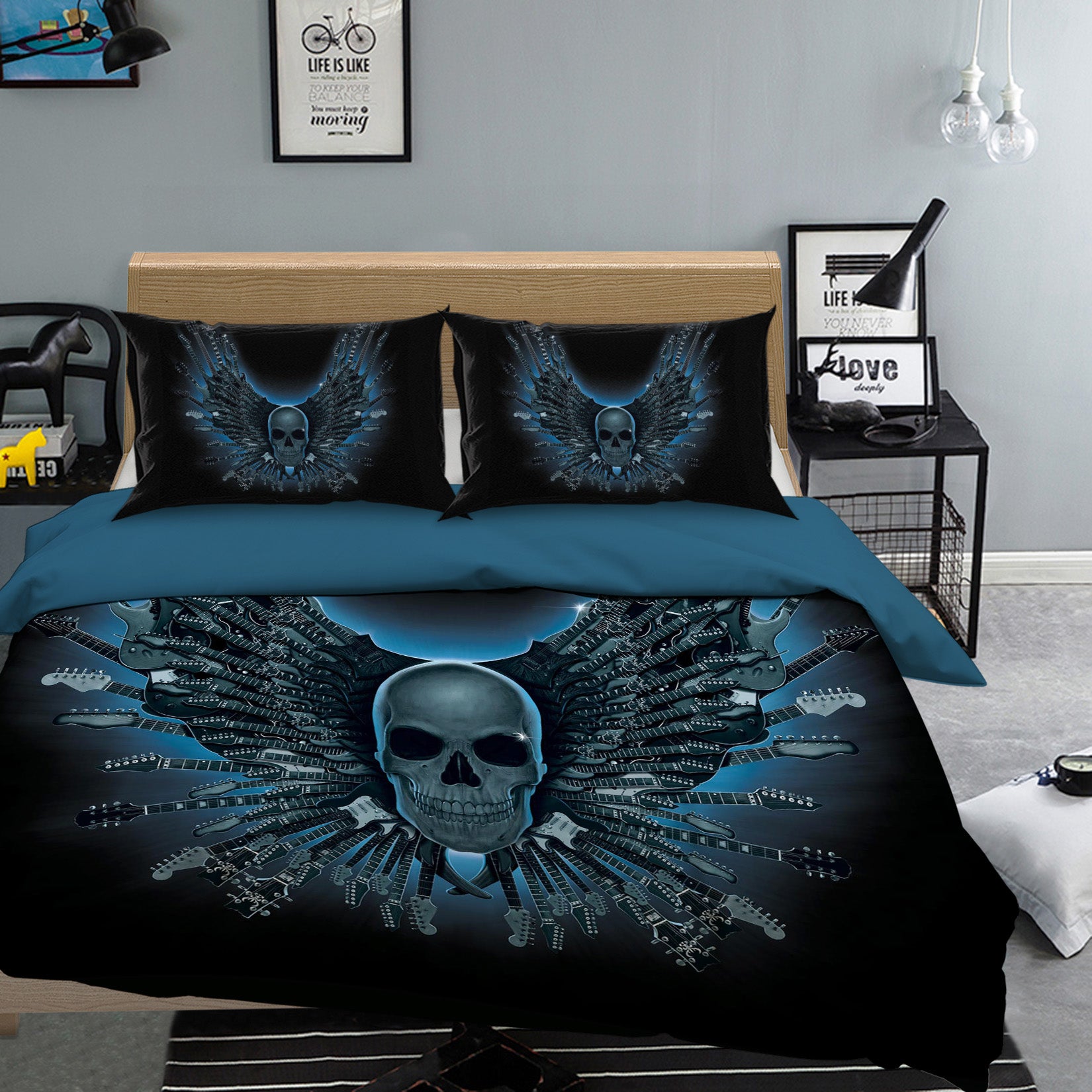3D Skull Strings 081 Bed Pillowcases Quilt Exclusive Designer Vincent