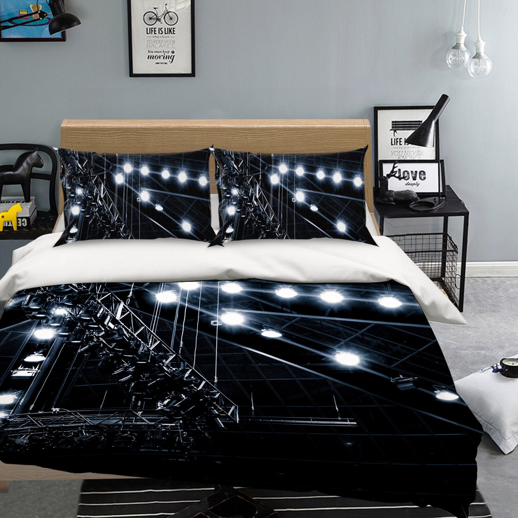 3D Steel Frame Lighting 2016 Noirblanc777 Bedding Bed Pillowcases Quilt