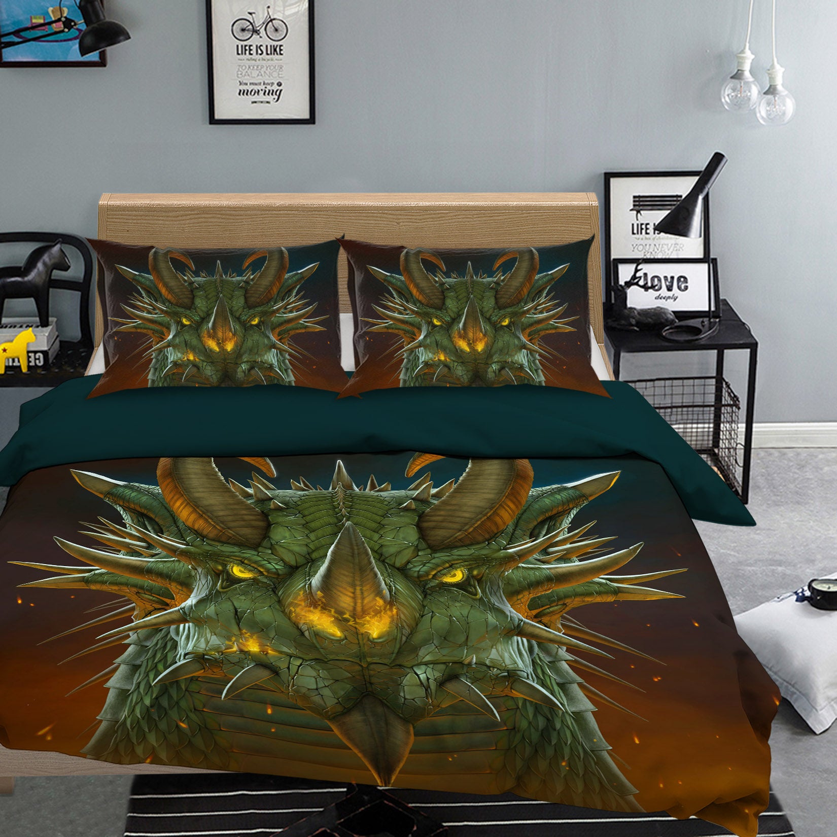 3D Dragon Portrait 042 Bed Pillowcases Quilt Exclusive Designer Vincent