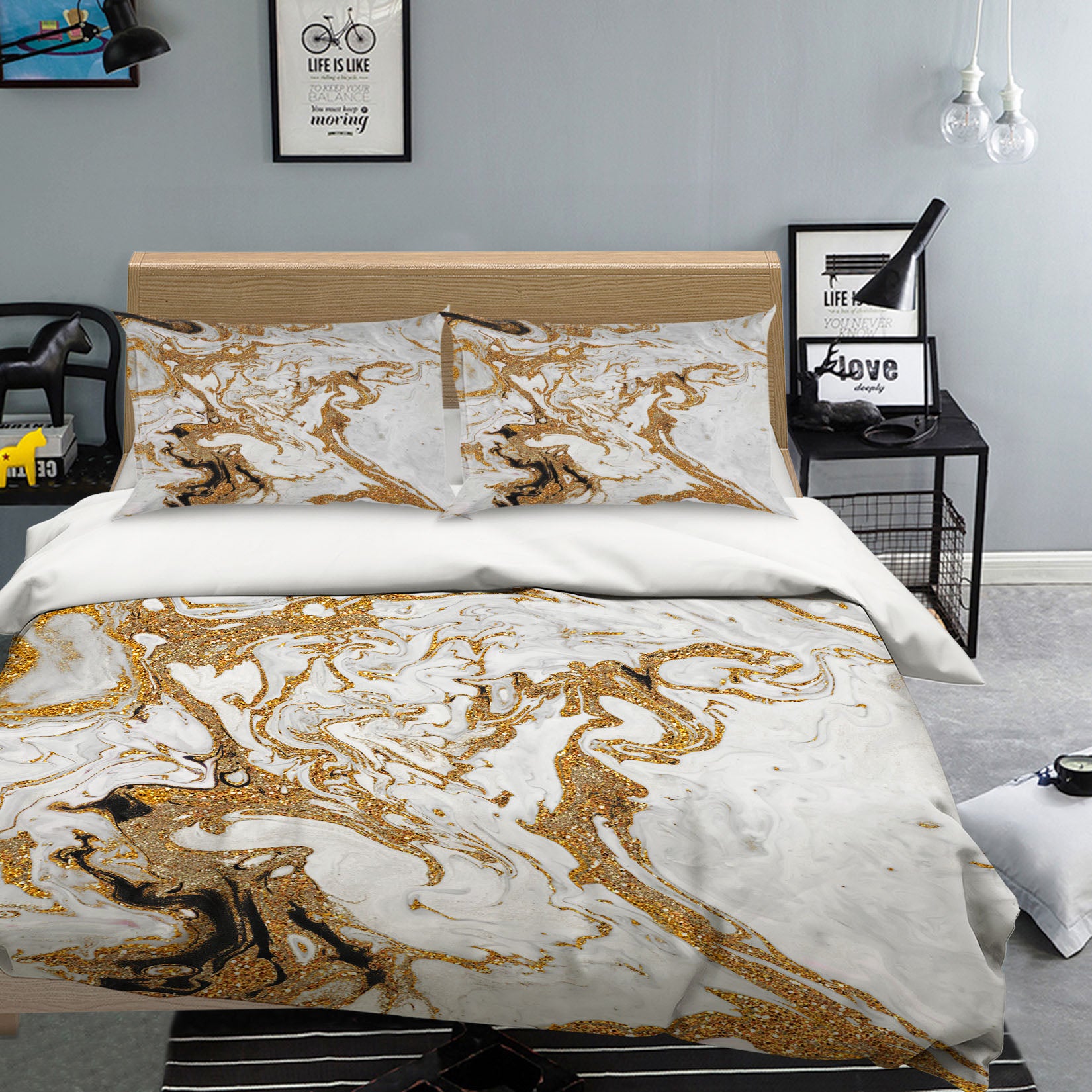 3D Golden Turbulence 027 Uta Naumann Bedding Bed Pillowcases Quilt