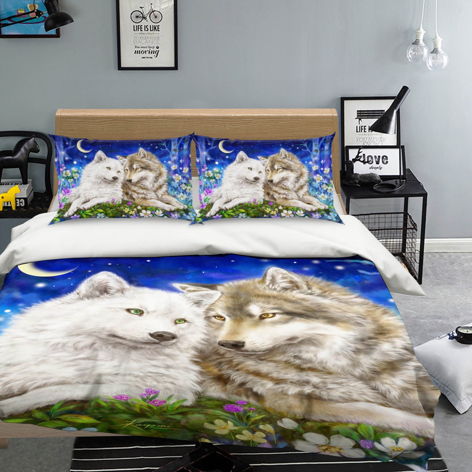 3D Wolf Couple 5931 Kayomi Harai Bedding Bed Pillowcases Quilt Cover Duvet Cover