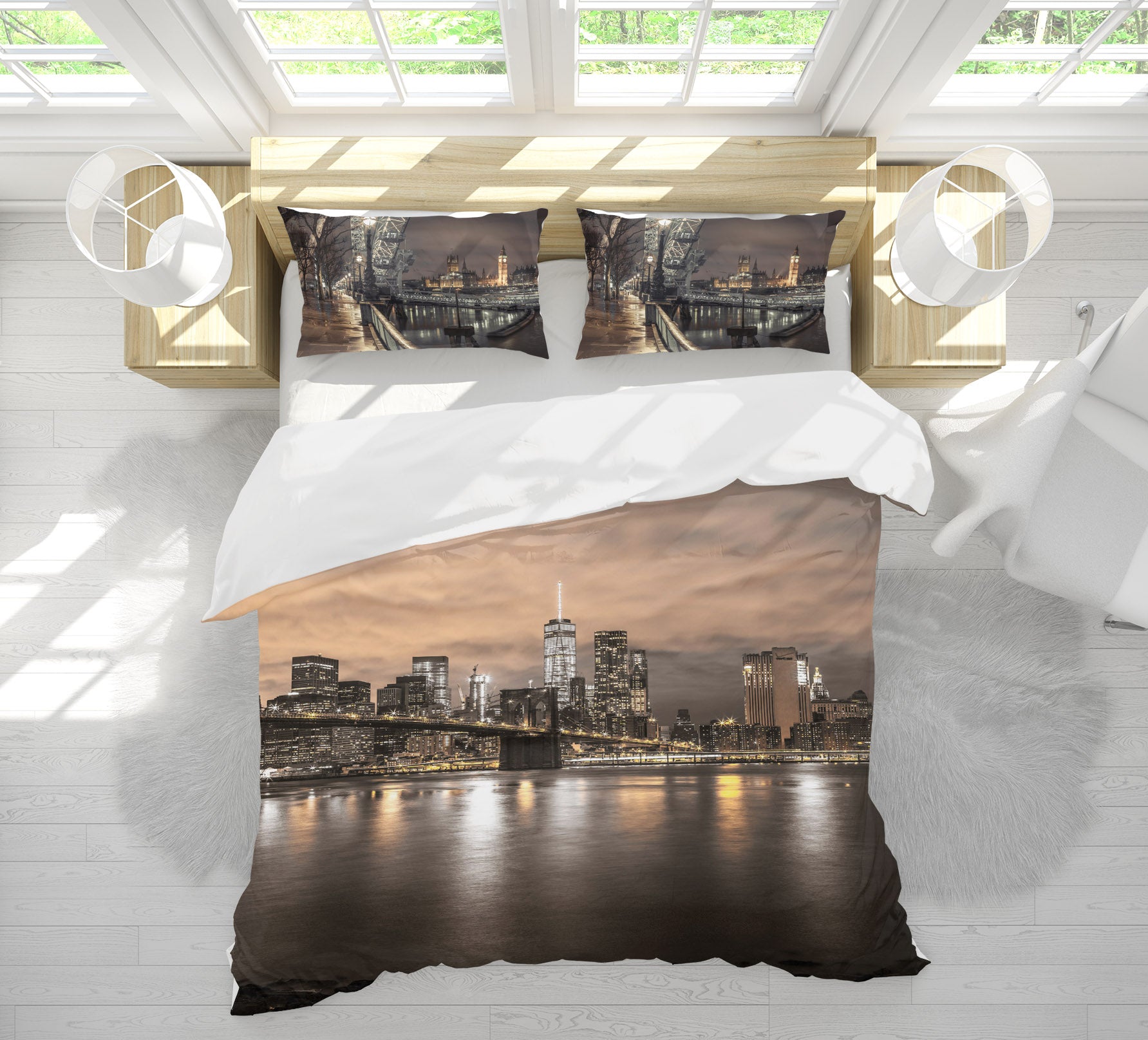 3D City Night View Bridge Building 85131 Assaf Frank Bedding Bed Pillowcases Quilt