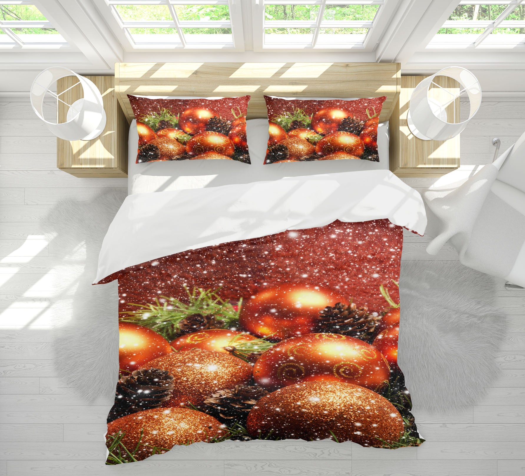 3D Golden Ball 52223 Christmas Quilt Duvet Cover Xmas Bed Pillowcases