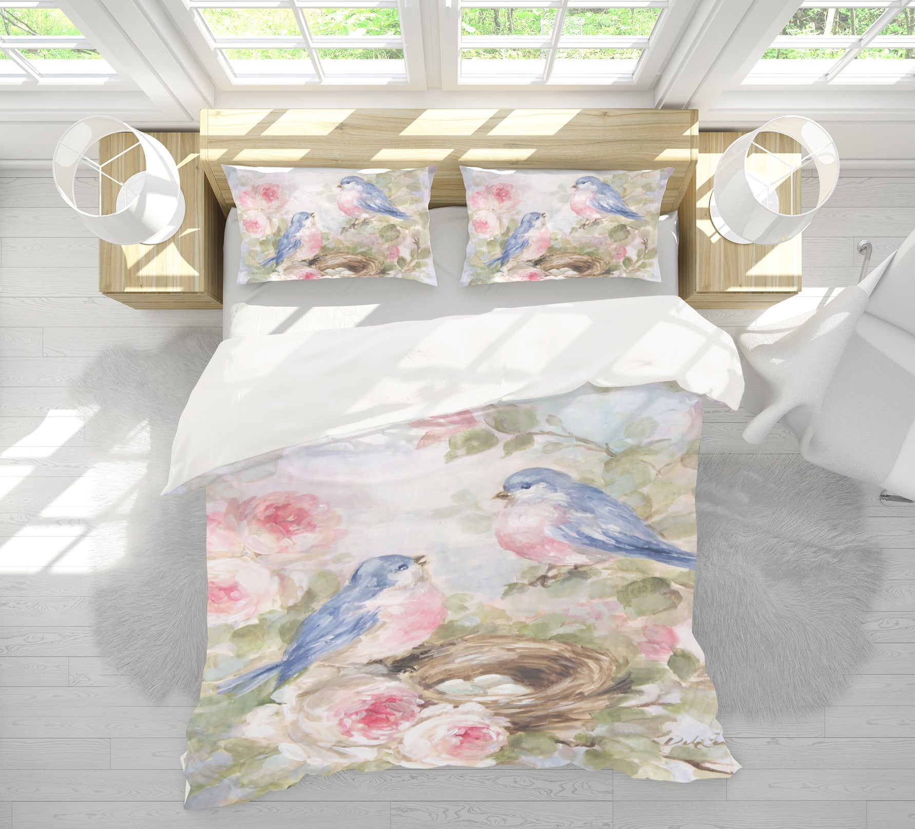 3D Flowers Bird's Nest 2116 Debi Coules Bedding Bed Pillowcases Quilt