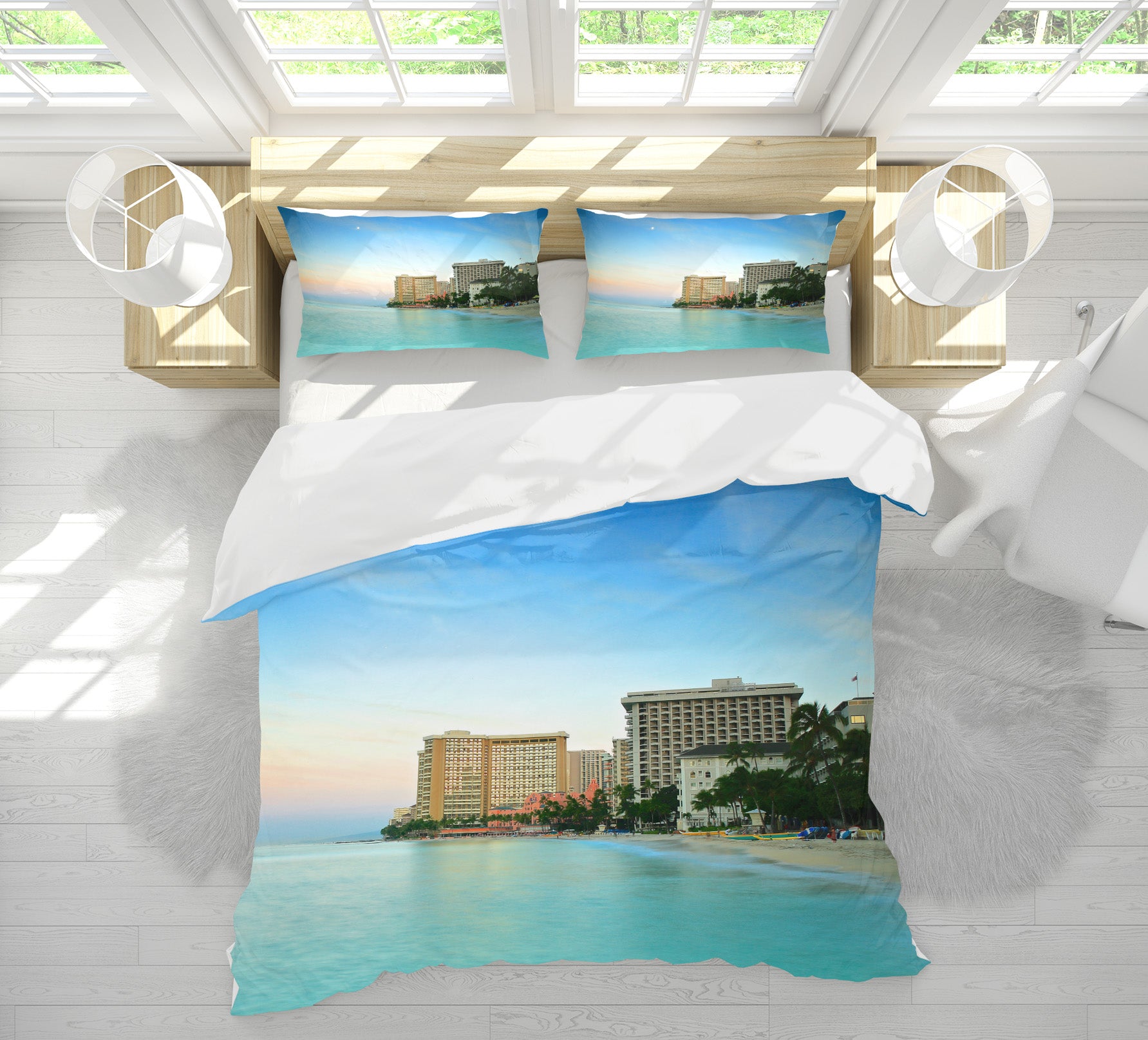 3D Seaside Hotel 8693 Kathy Barefield Bedding Bed Pillowcases Quilt