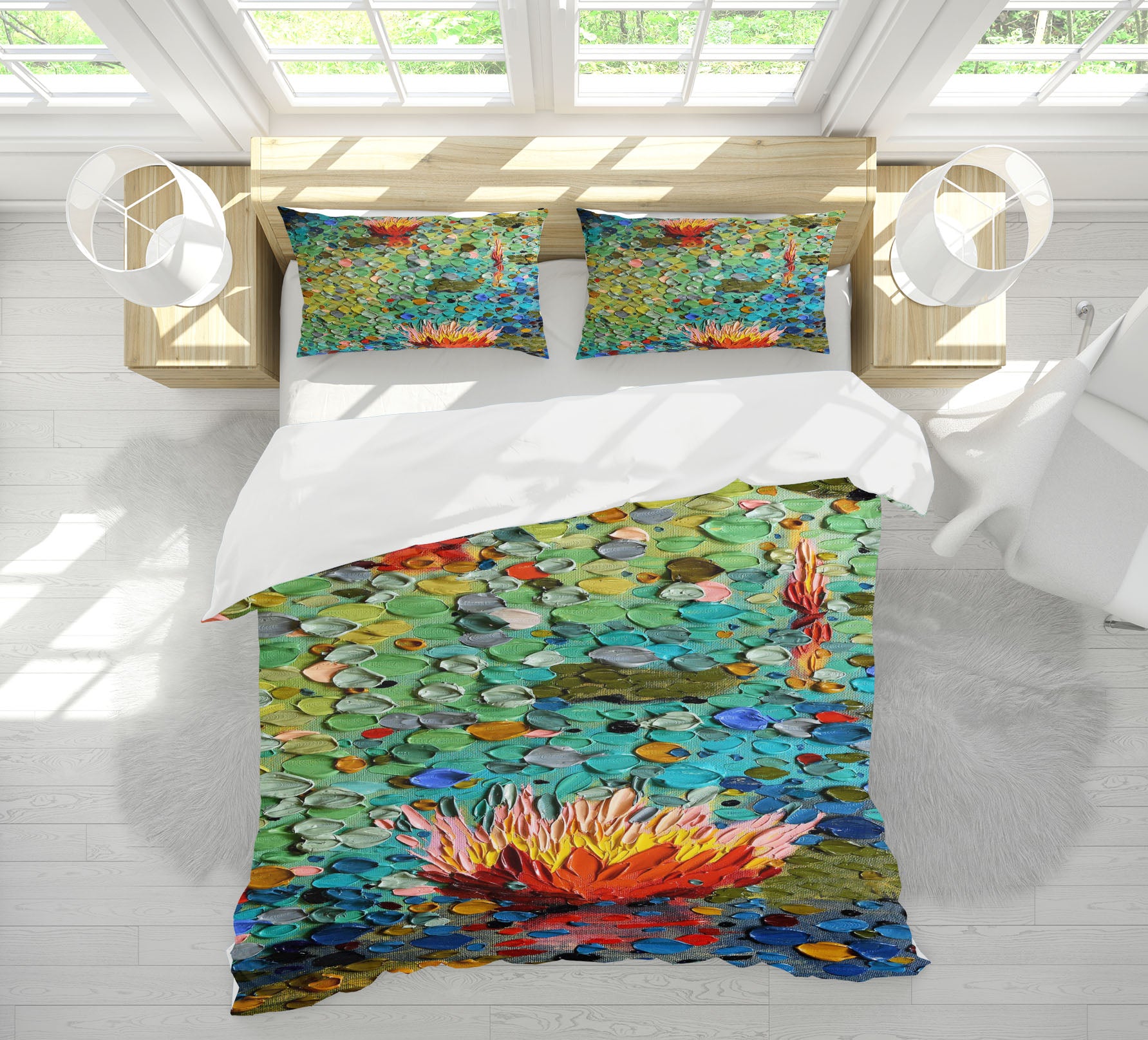 3D Lotus Pond 2120 Dena Tollefson bedding Bed Pillowcases Quilt