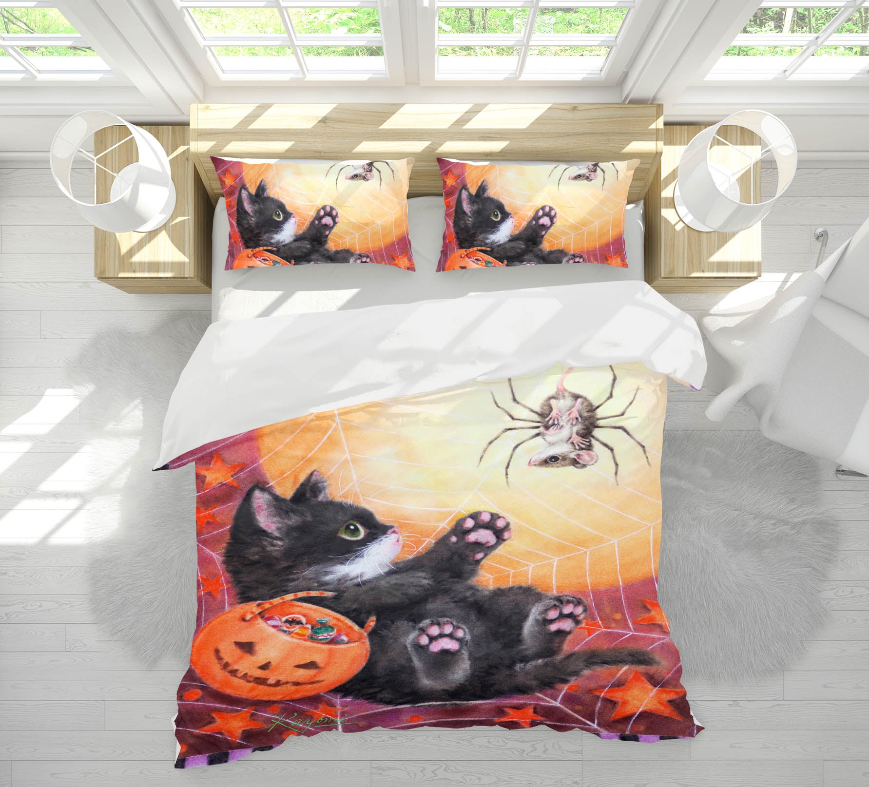 3D Halloween Black Cat 5962 Kayomi Harai Bedding Bed Pillowcases Quilt Cover Duvet Cover