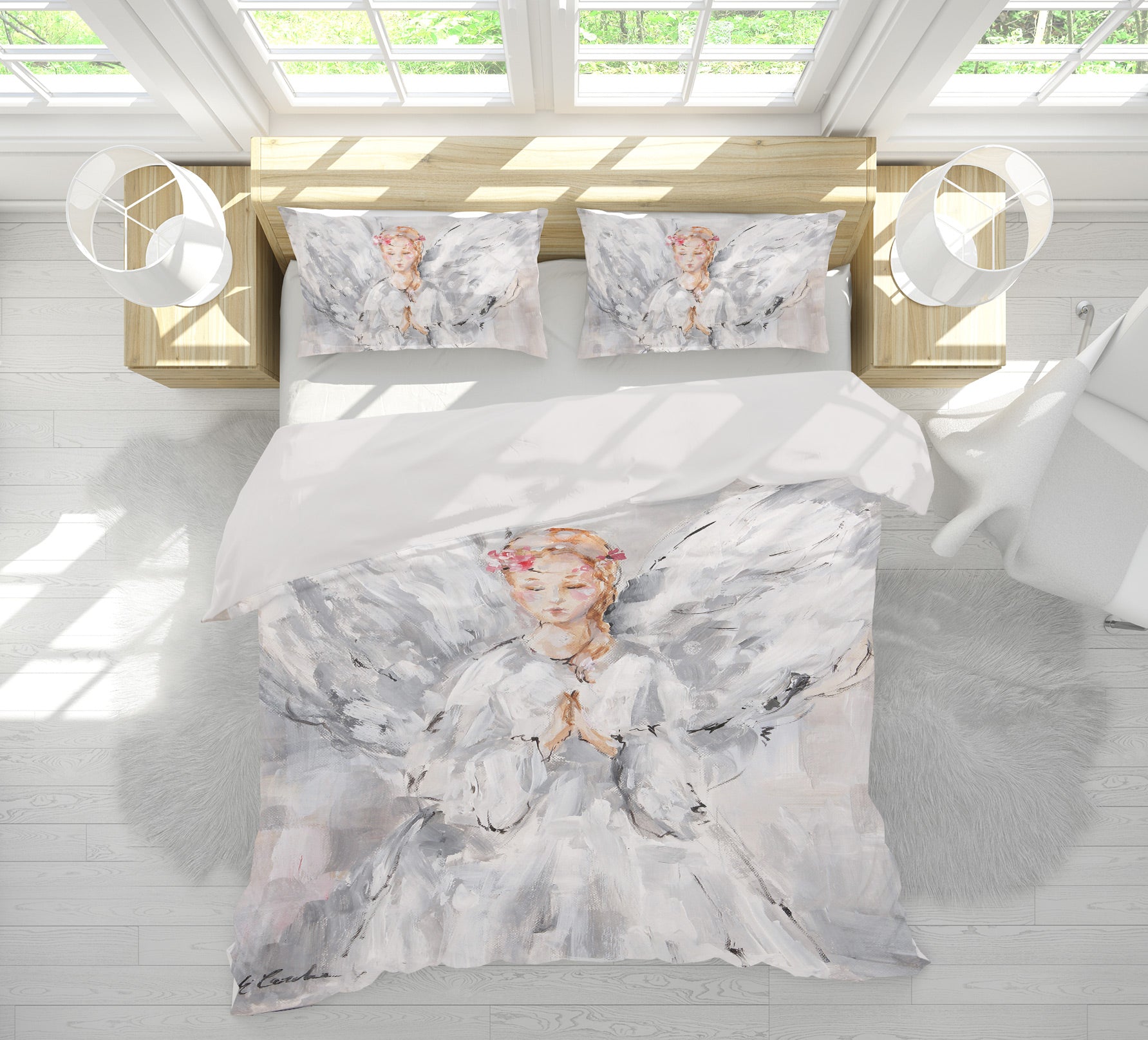 3D Angel Girl Wreath 2099 Debi Coules Bedding Bed Pillowcases Quilt