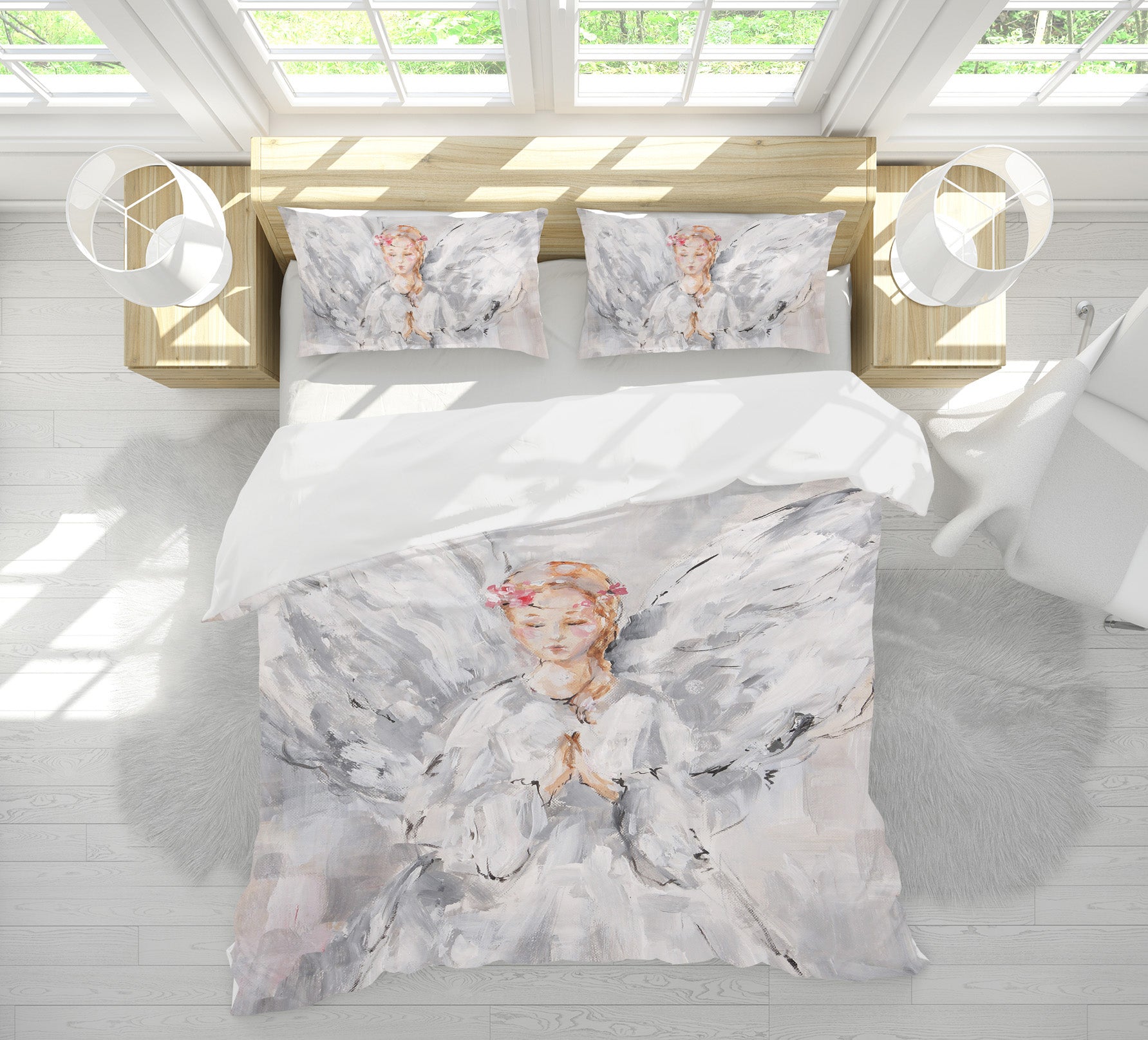 3D Angel Wreath Girl 2024 Debi Coules Bedding Bed Pillowcases Quilt