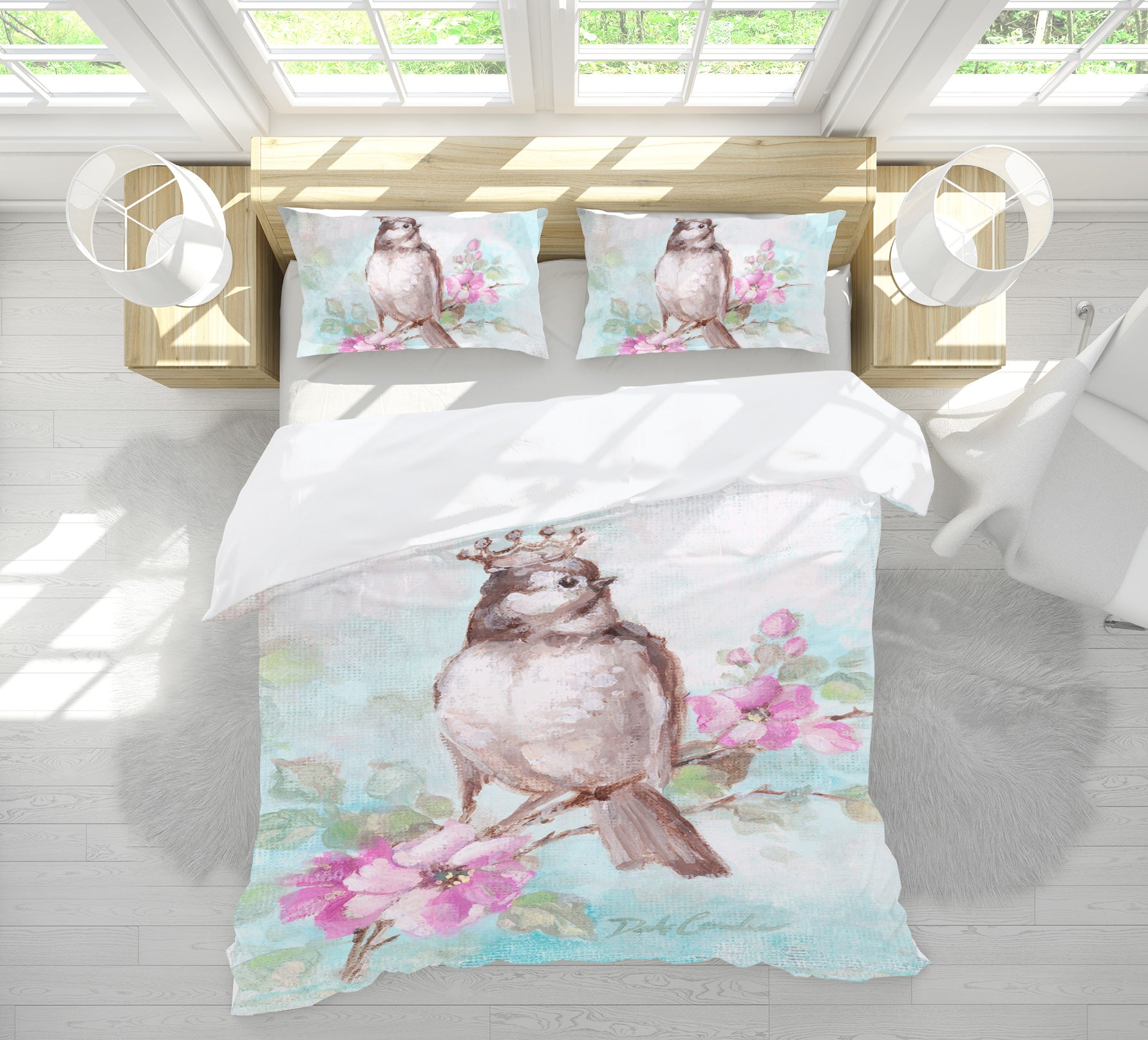 3D Crown Bird Flower Branch 2090 Debi Coules Bedding Bed Pillowcases Quilt