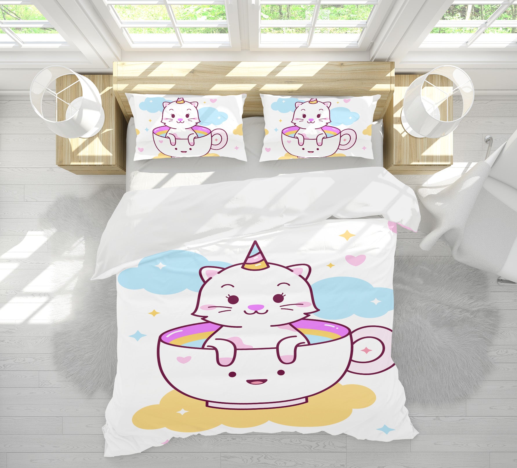 3D Teacup Unicorn 67043 Bed Pillowcases Quilt
