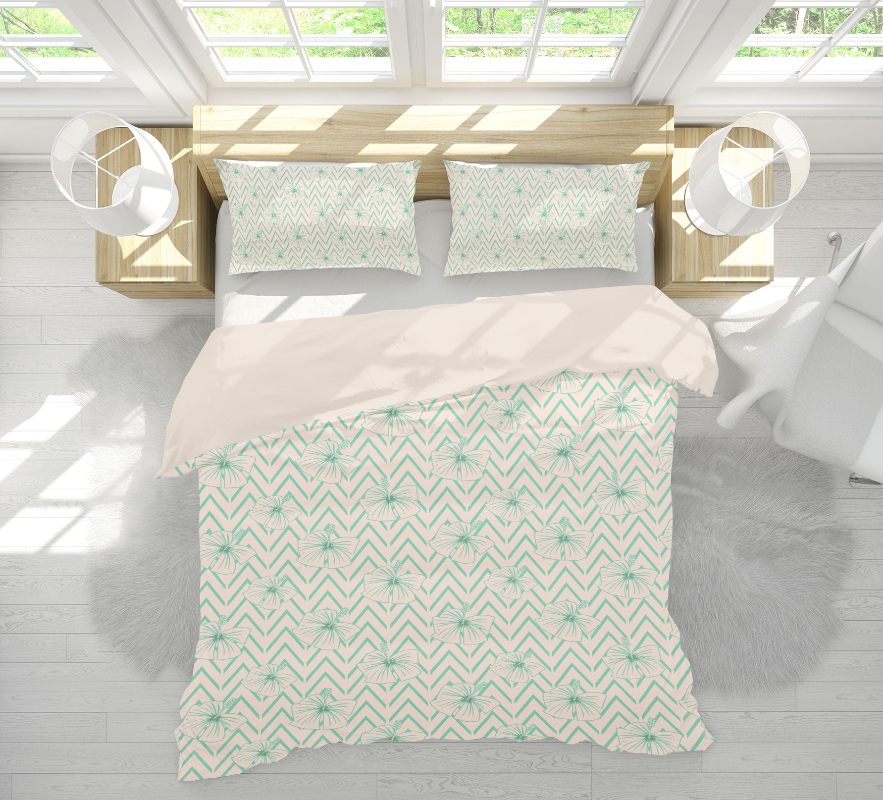 3D Flower Green Line 98146 Kasumi Loffler Bedding Bed Pillowcases Quilt