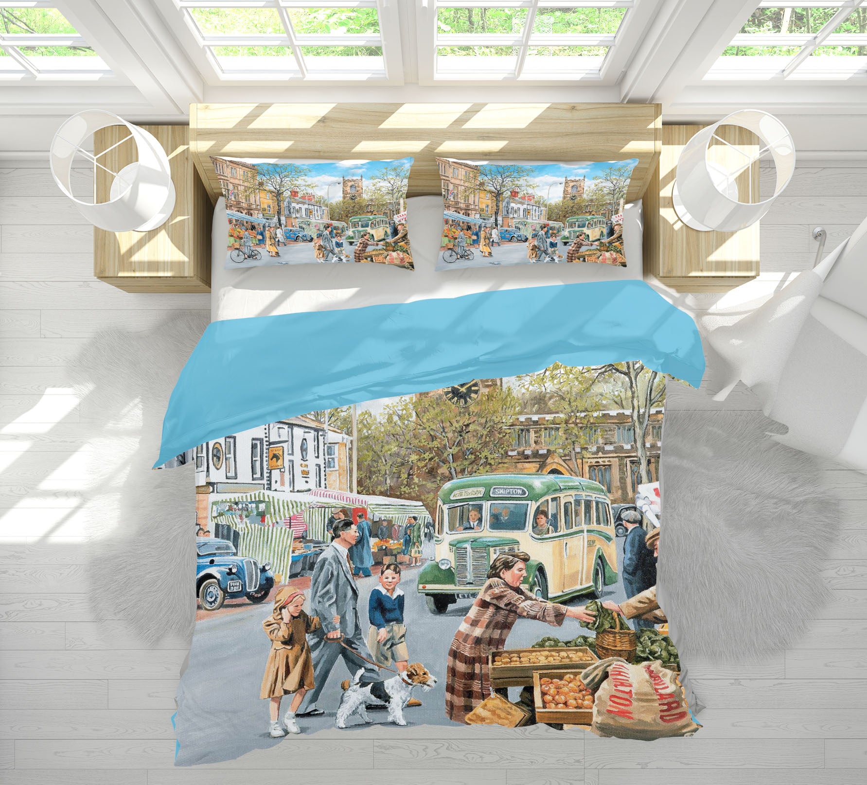 3D Market Day 2037 Trevor Mitchell bedding Bed Pillowcases Quilt