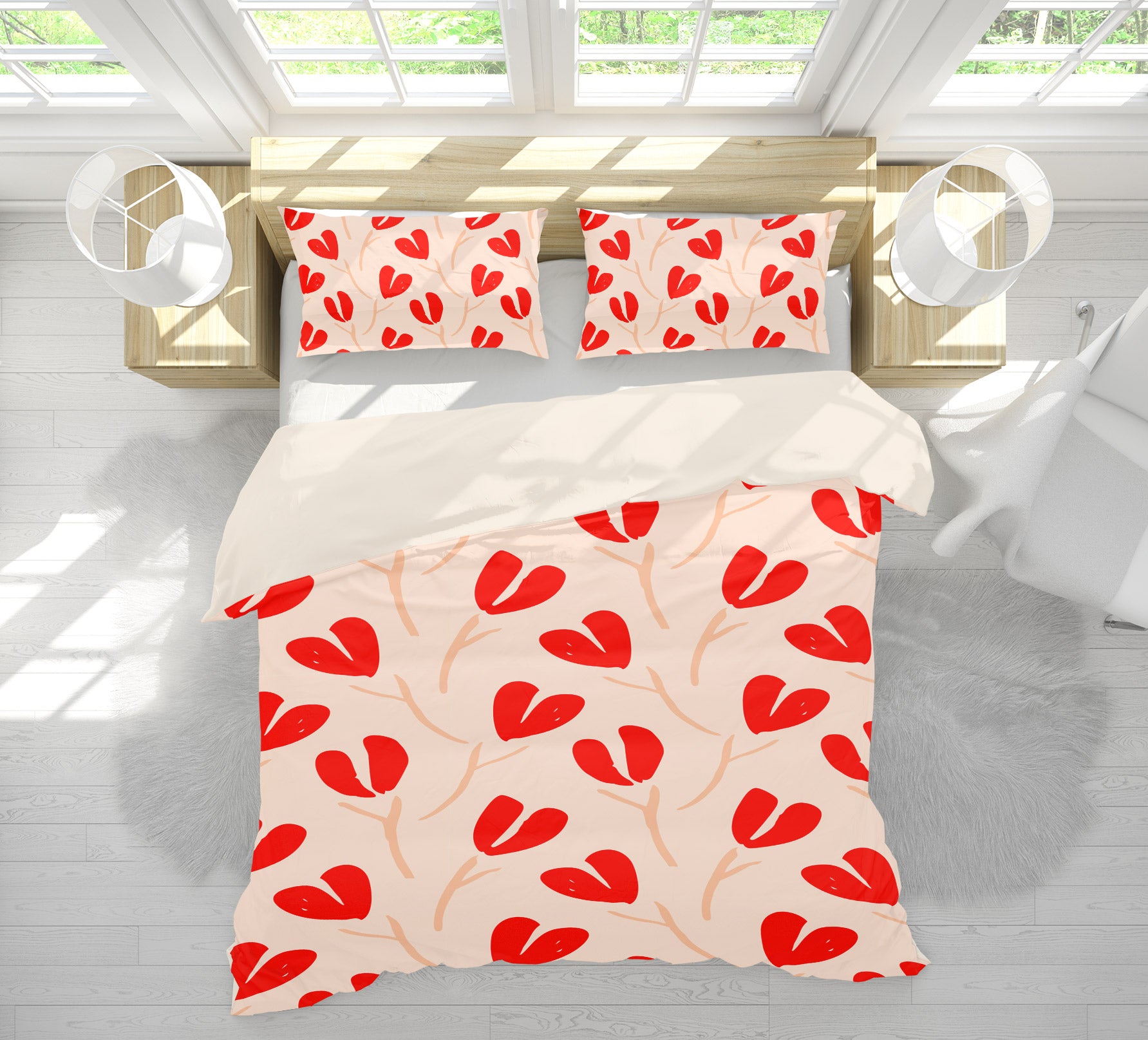 3D Red Heart Pattern 10982 Kashmira Jayaprakash Bedding Bed Pillowcases Quilt
