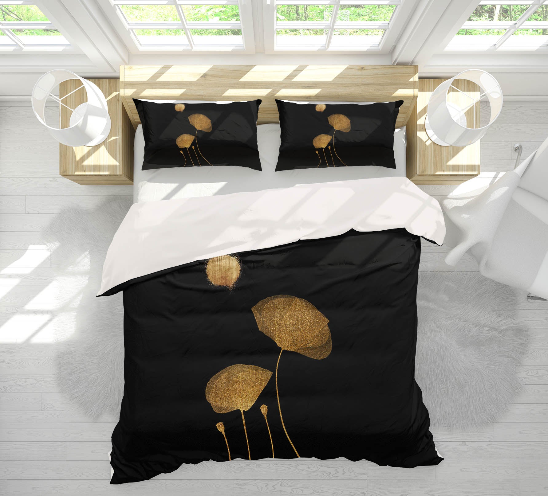 3D Golden Lotus Leaf 185 Boris Draschoff Bedding Bed Pillowcases Quilt