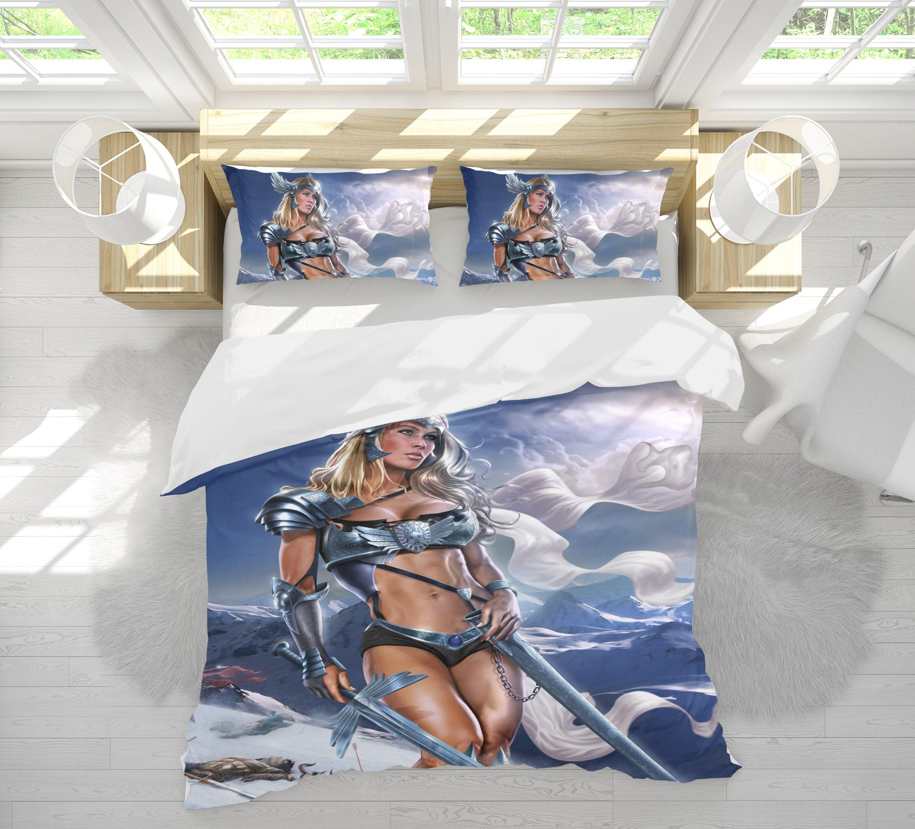 3D Female Warrior Snow Mountain 4079 Tom Wood Bedding Bed Pillowcases Quilt