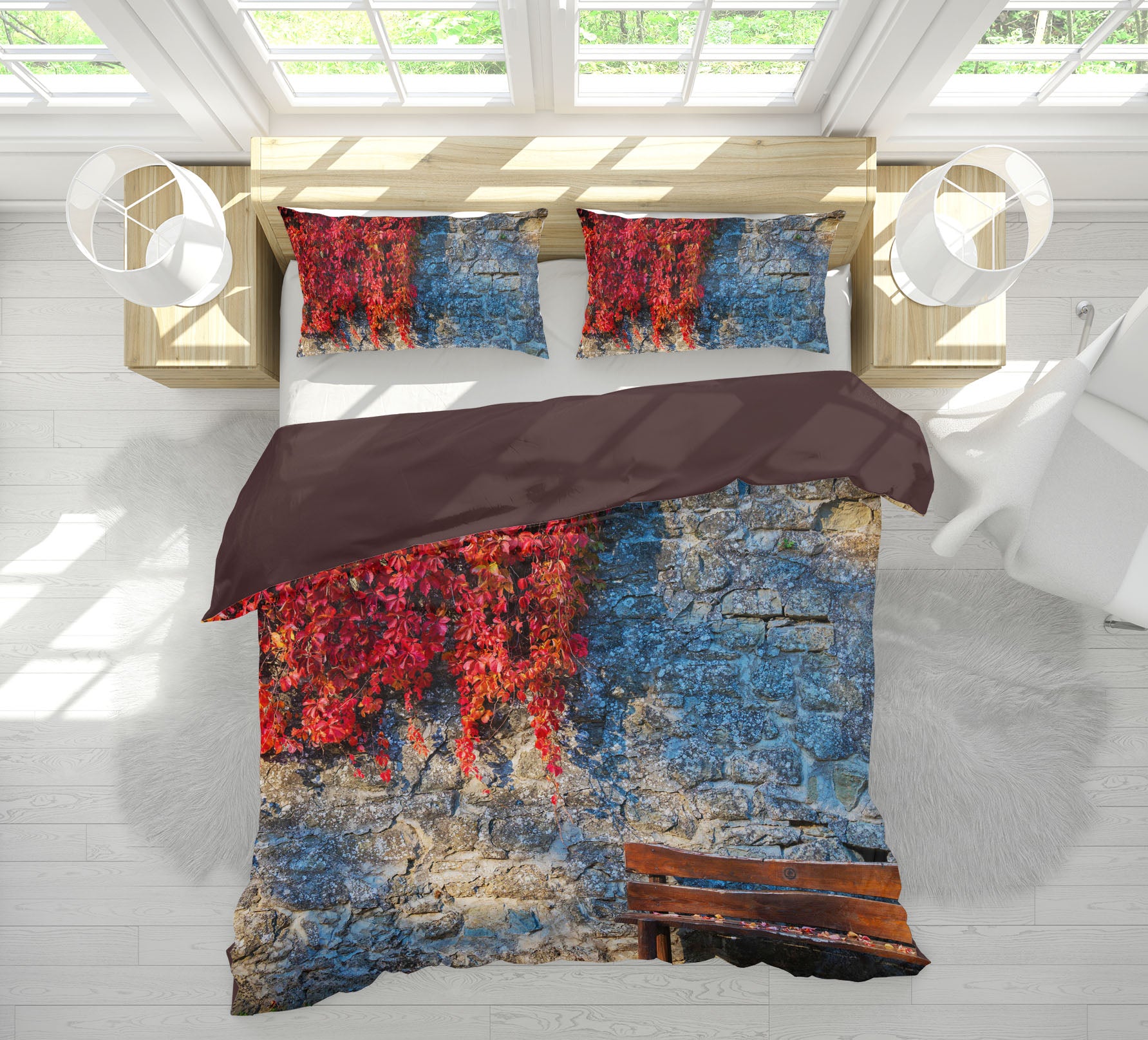3D Red Leaves 2113 Marco Carmassi Bedding Bed Pillowcases Quilt