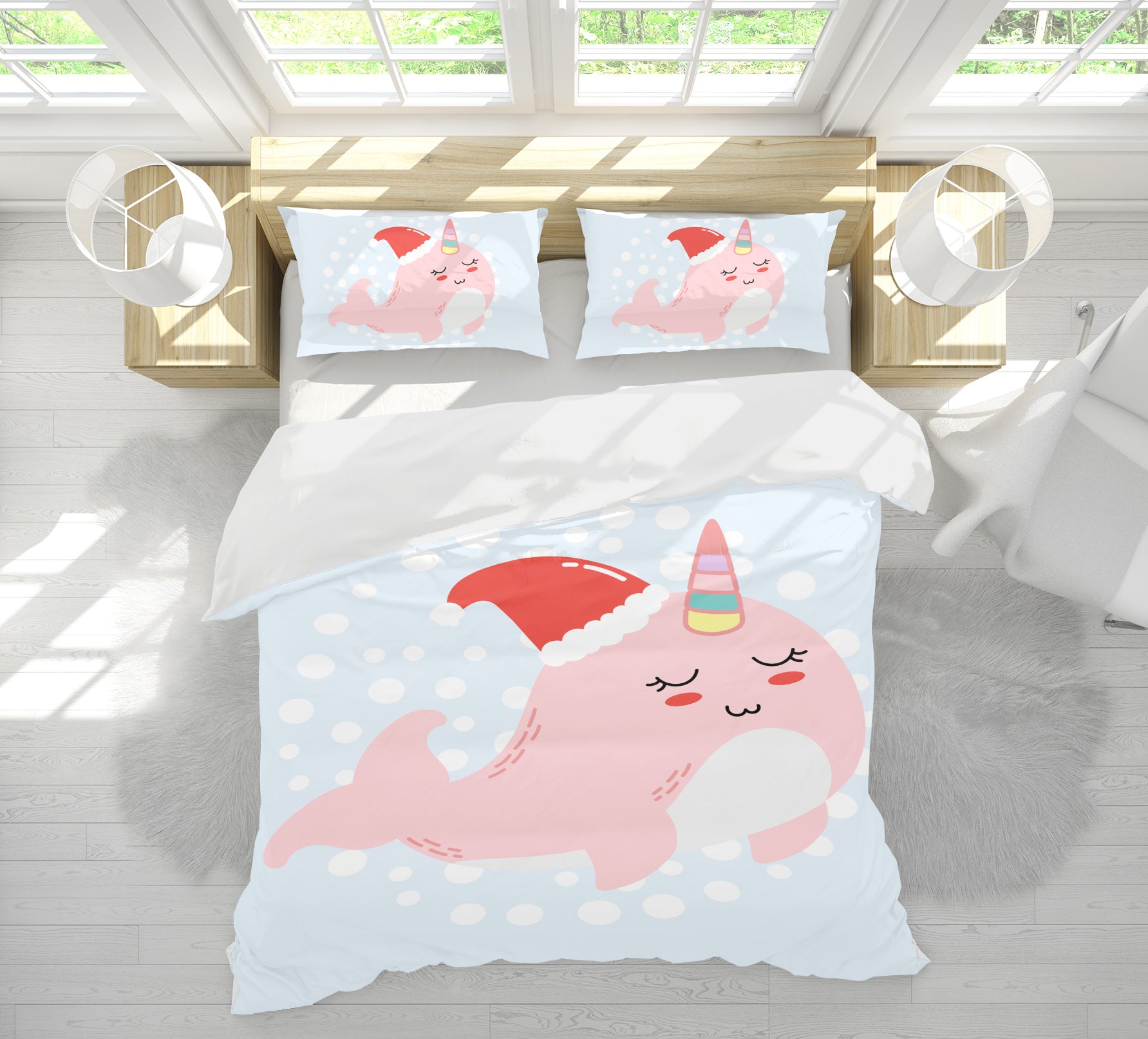 3D Pink Whale 64018 Bed Pillowcases Quilt