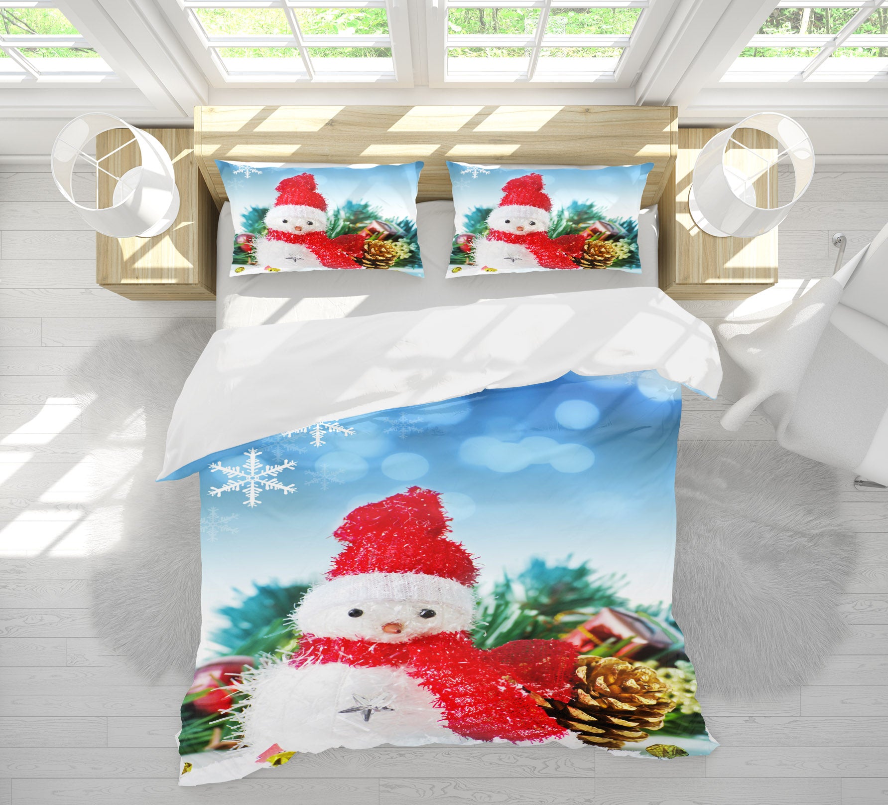 3D Snowman Doll 52230 Christmas Quilt Duvet Cover Xmas Bed Pillowcases