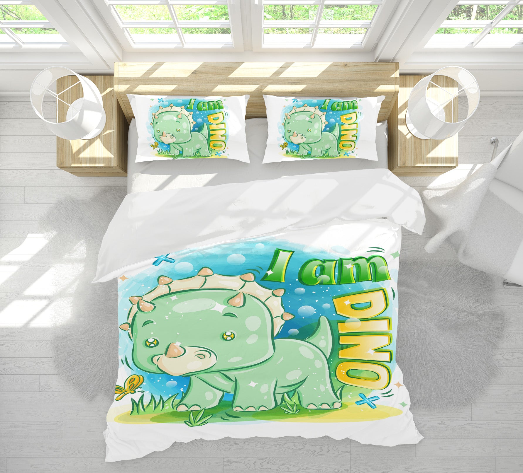 3D Cartoon Little Dinosaur 64028 Bed Pillowcases Quilt