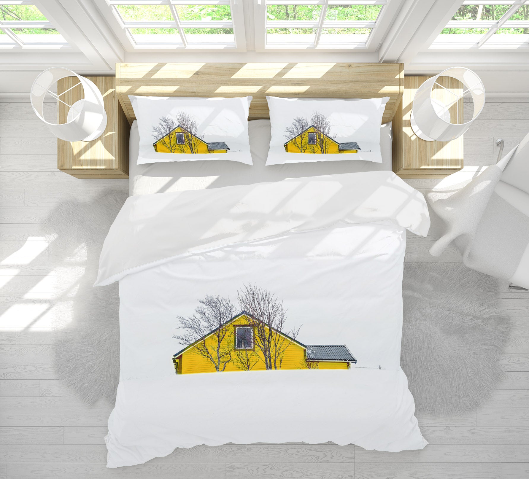 3D Yellow House 042 Marco Carmassi Bedding Bed Pillowcases Quilt