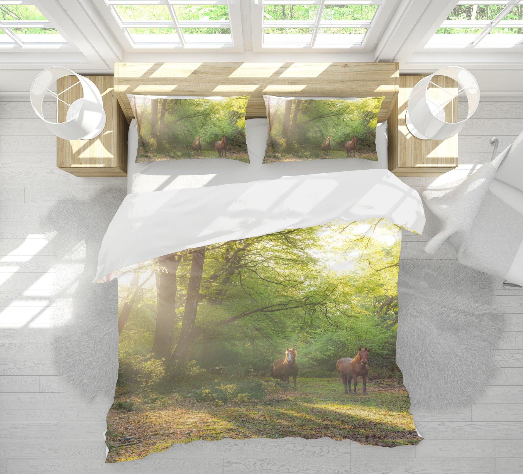 3D Sunshine Trees Horse 8649 Assaf Frank Bedding Bed Pillowcases Quilt