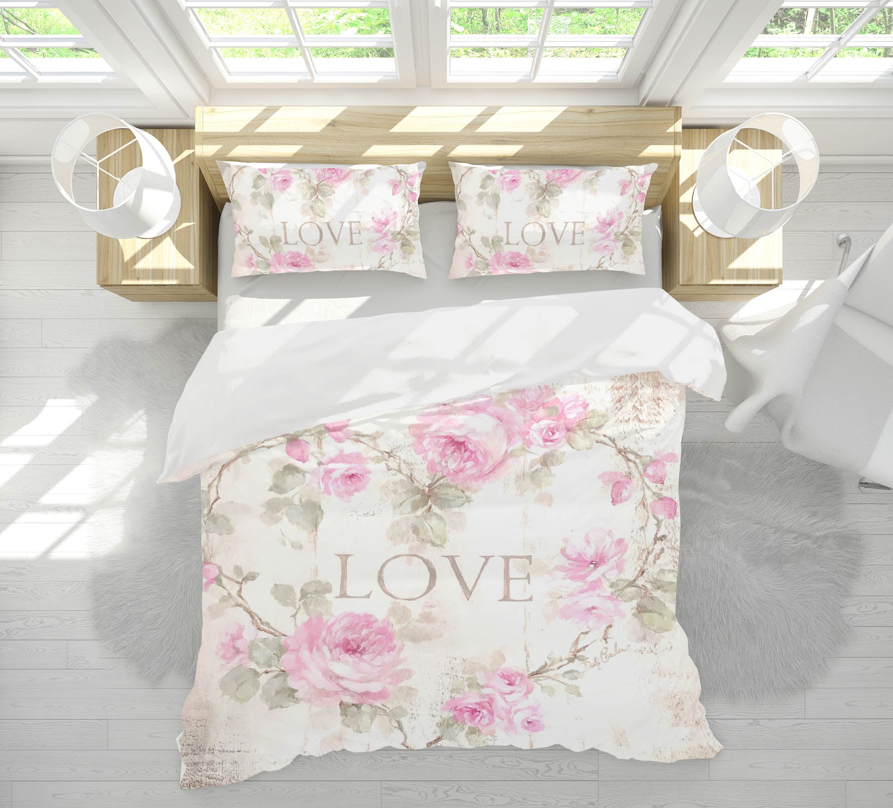 3D Romantic Rose Heart 113 Debi Coules Bedding Bed Pillowcases Quilt