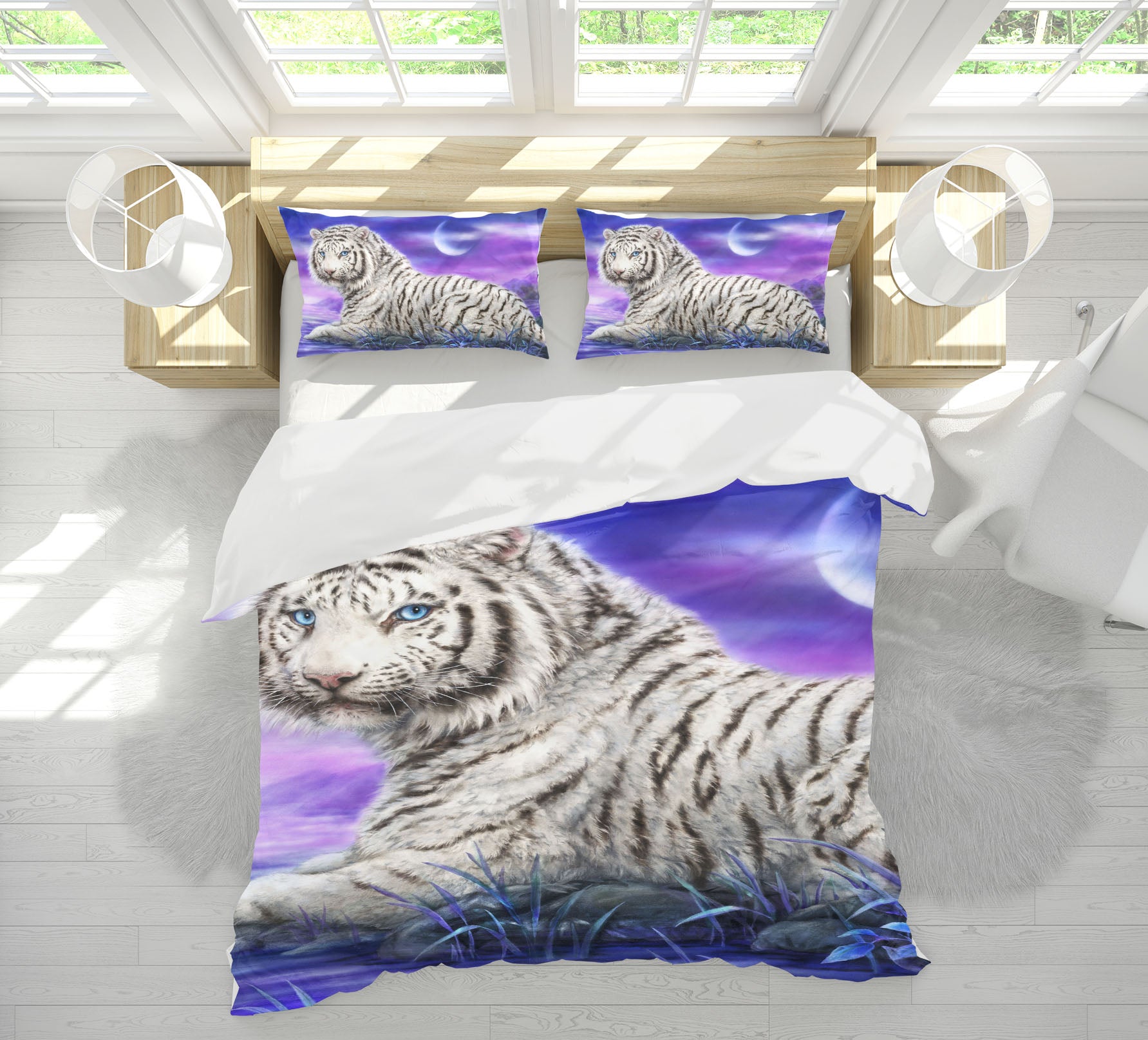 3D Tiger Moon 5937 Kayomi Harai Bedding Bed Pillowcases Quilt Cover Duvet Cover