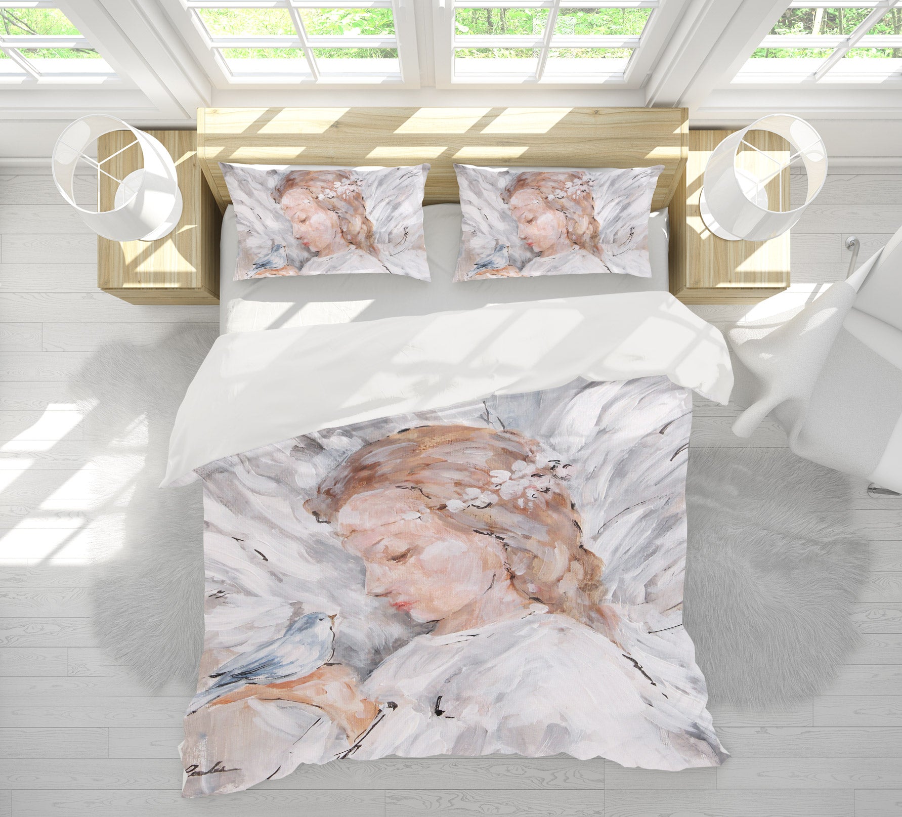 3D Angel Dove 2157 Debi Coules Bedding Bed Pillowcases Quilt