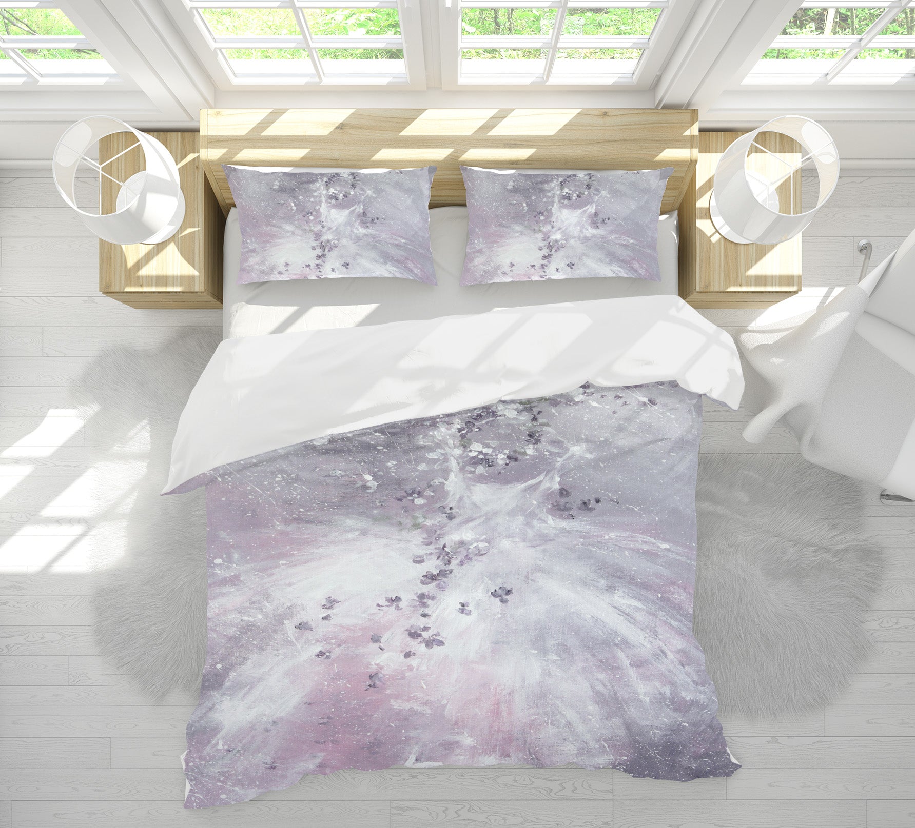 3D Flower Vine White Gauze Skirt 2028 Debi Coules Bedding Bed Pillowcases Quilt