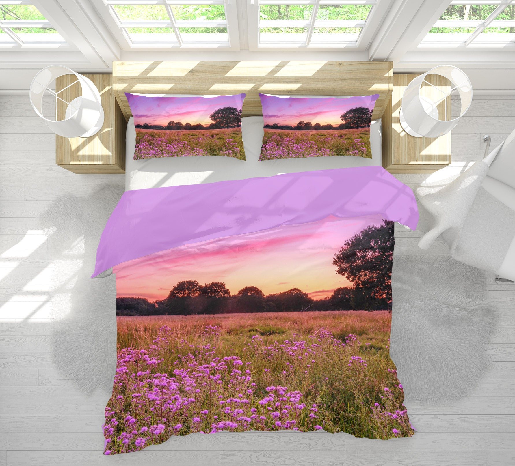 3D Sunset Flower Field 1059 Assaf Frank Bedding Bed Pillowcases Quilt