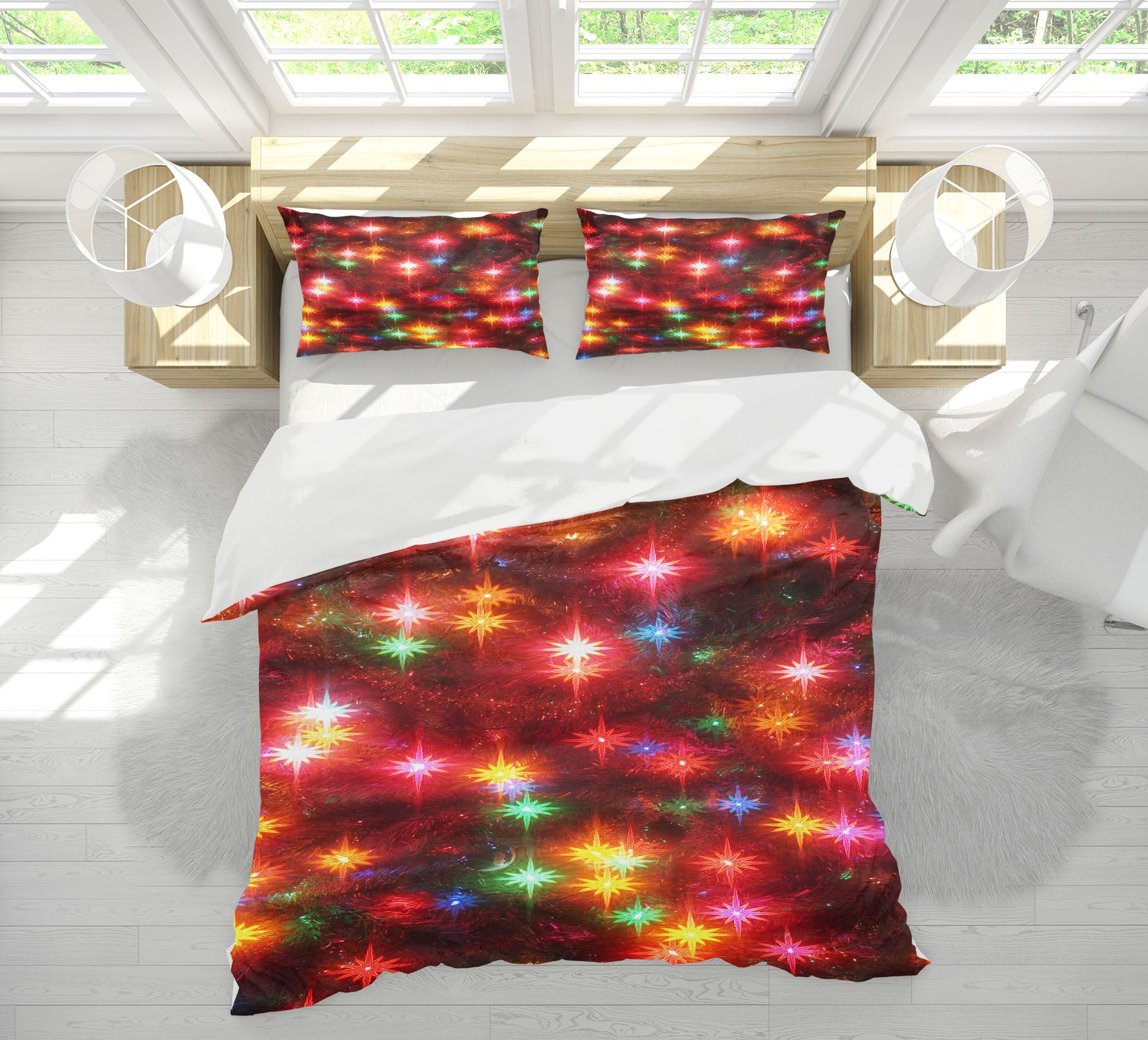 3D Color Starlight 52217 Christmas Quilt Duvet Cover Xmas Bed Pillowcases