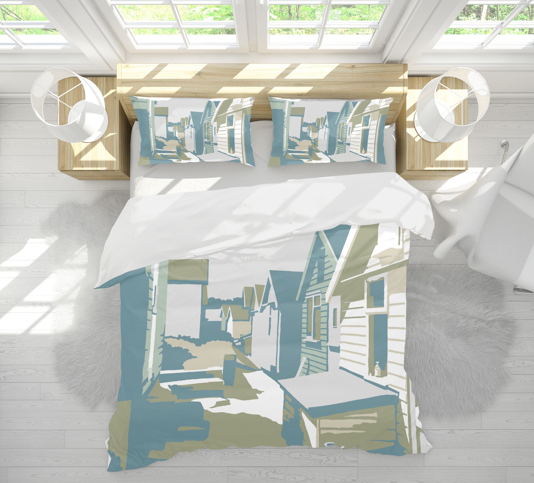 3D Mudeford Beach Huts 2029 Steve Read Bedding Bed Pillowcases Quilt