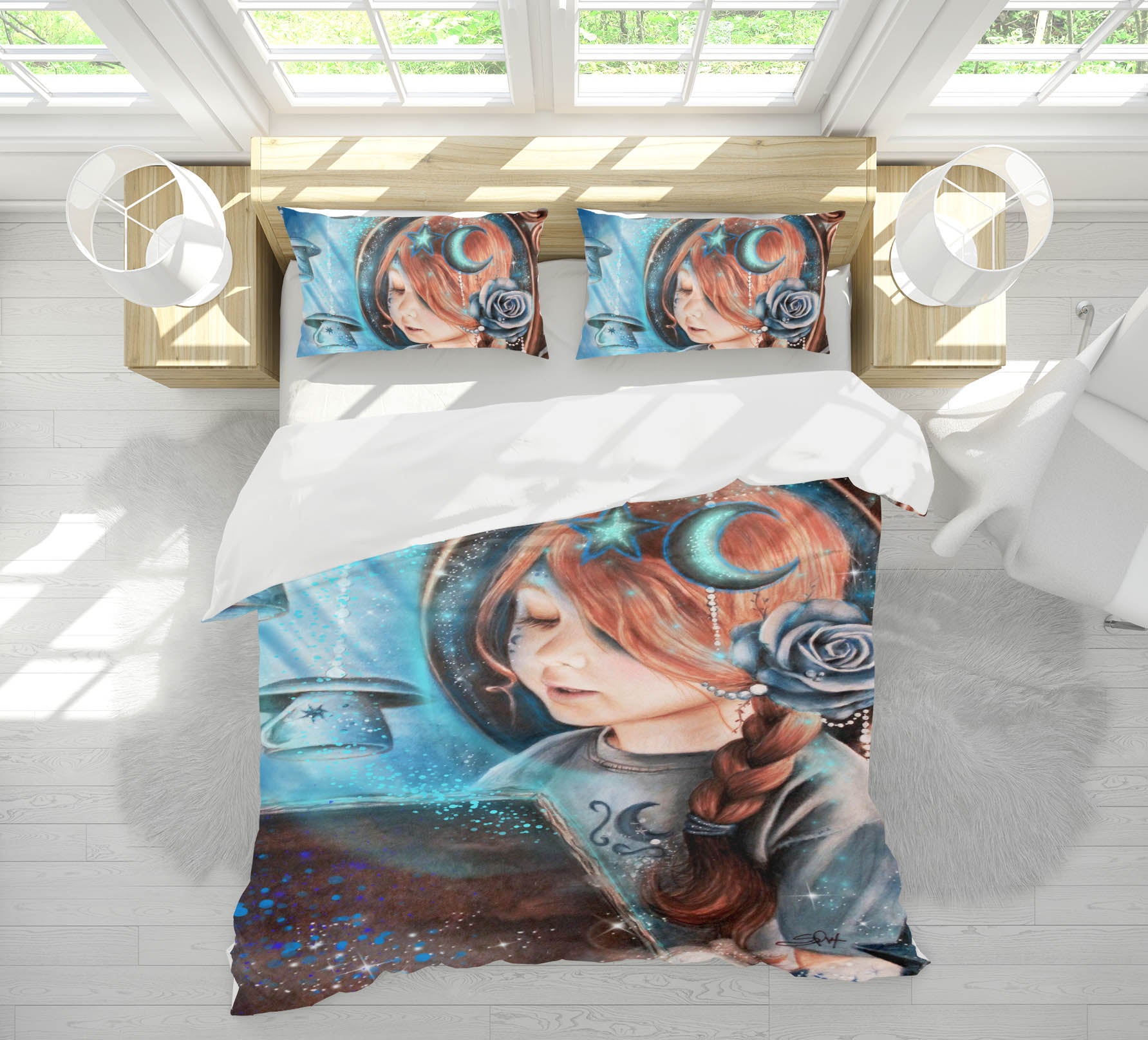 3D Moon Cup Girl 8600 Sheena Pike Bedding Bed Pillowcases Quilt Cover Duvet Cover