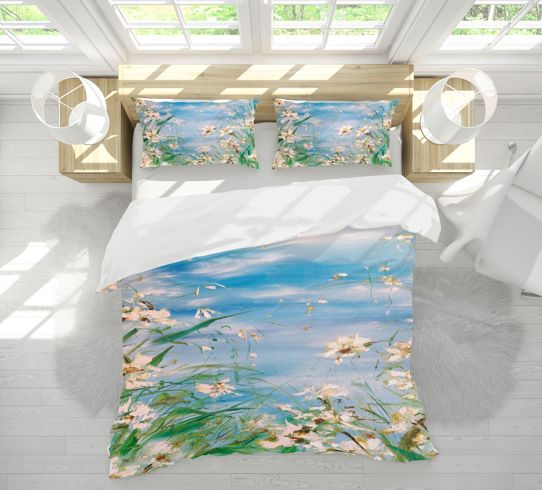 3D White Flower Grass 588 Skromova Marina Bedding Bed Pillowcases Quilt