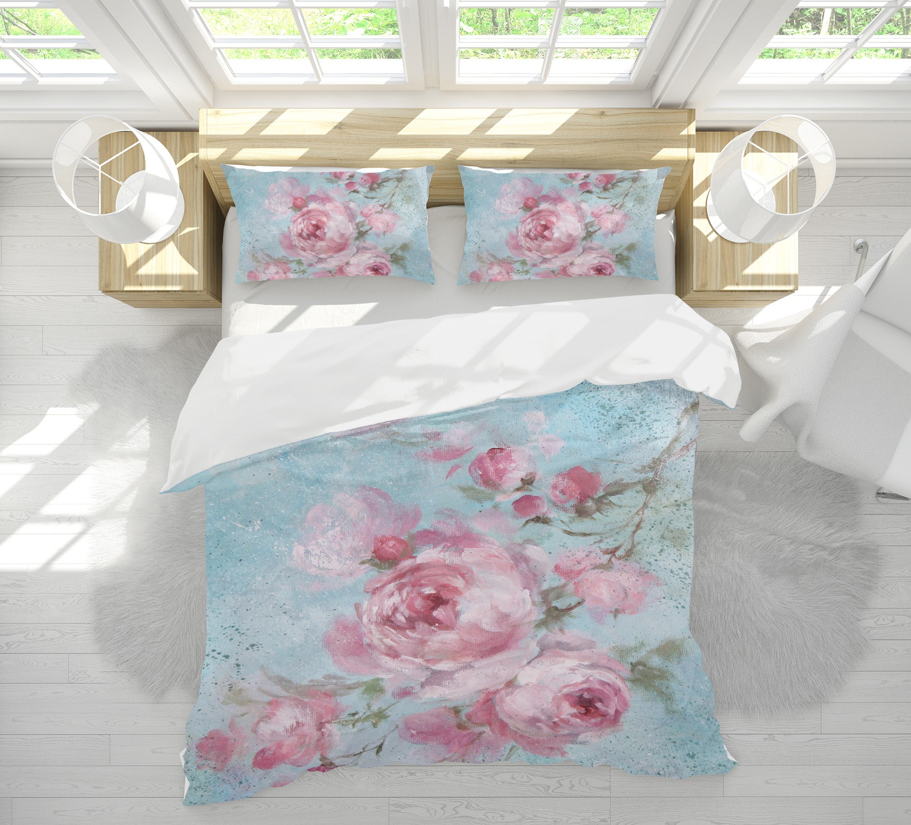 3D Pink Rose 2062 Debi Coules Bedding Bed Pillowcases Quilt