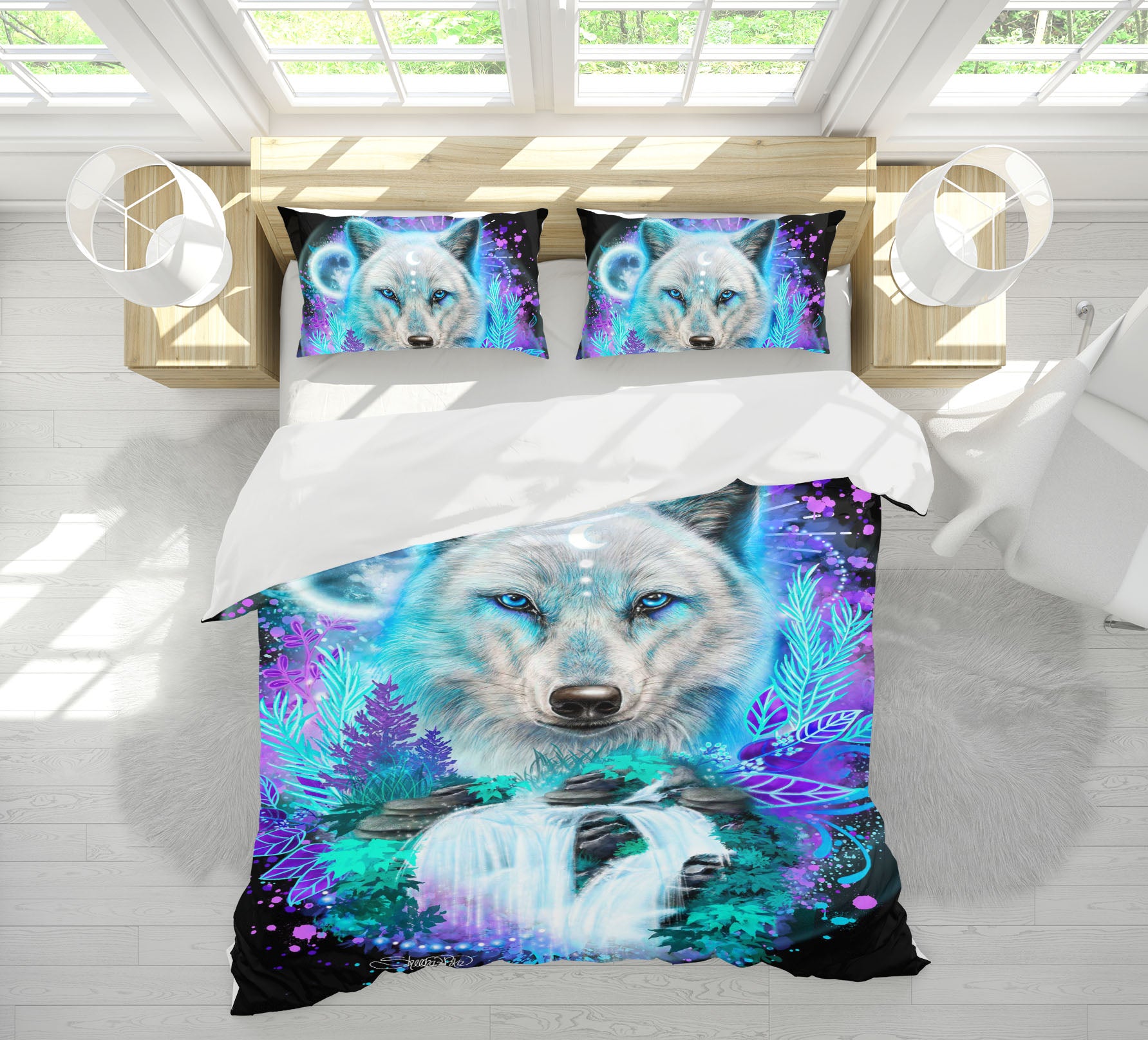 3D Moon Wolf 8629 Sheena Pike Bedding Bed Pillowcases Quilt Cover Duvet Cover