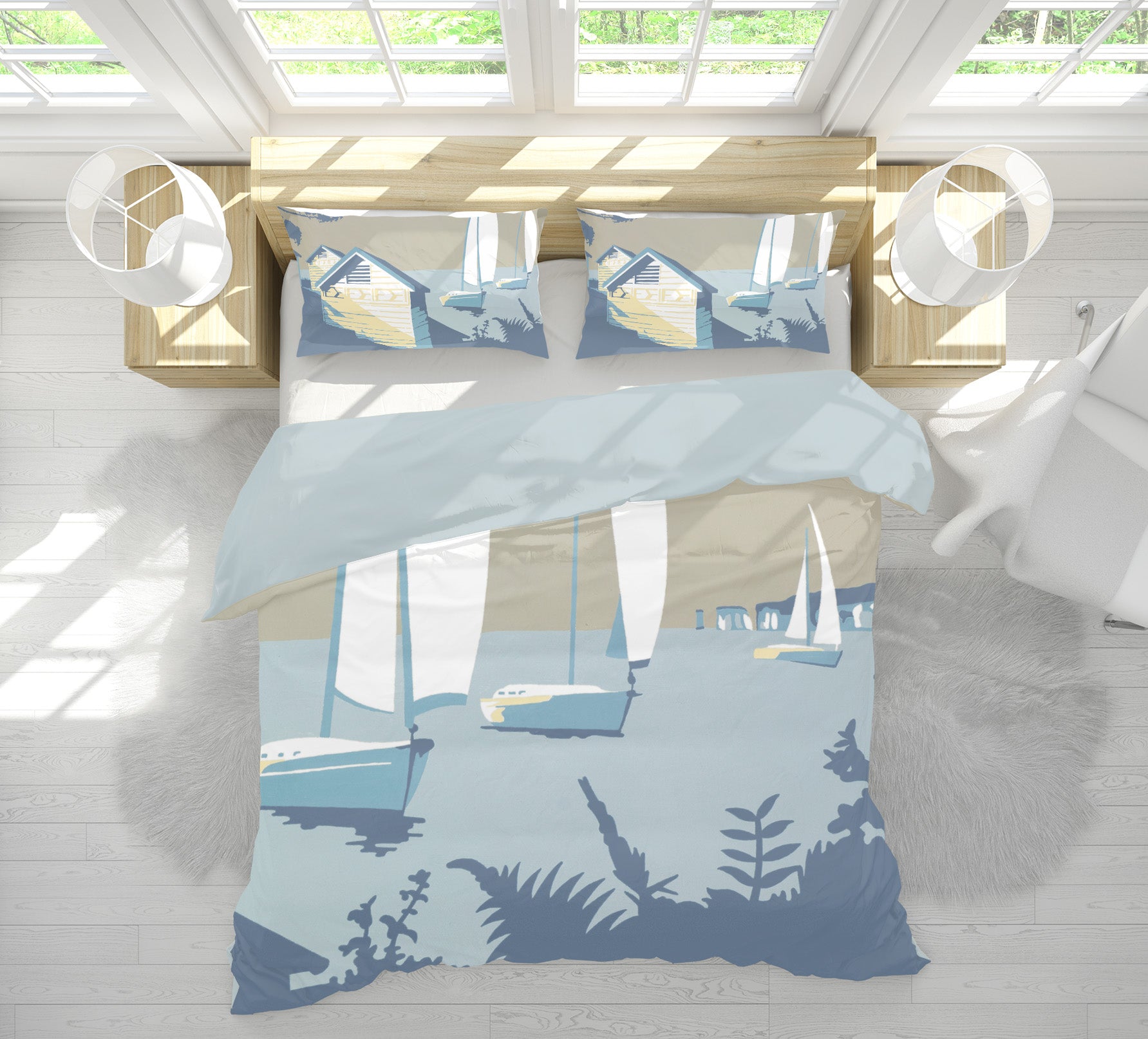 3D Sandbanks And The Purbecks 2051 Steve Read Bedding Bed Pillowcases Quilt
