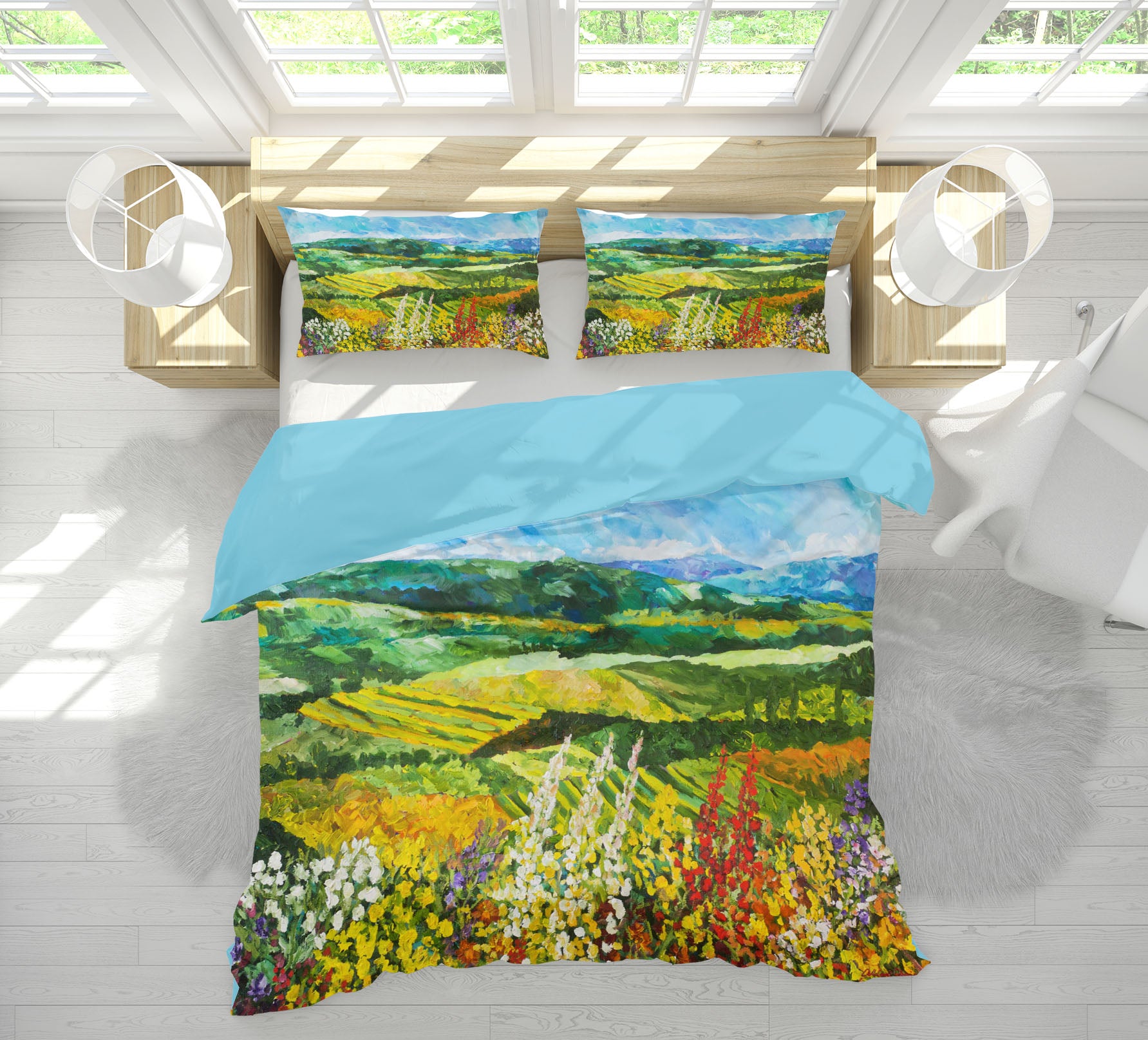 3D Colored Flower Field 1065 Allan P. Friedlander Bedding Bed Pillowcases Quilt