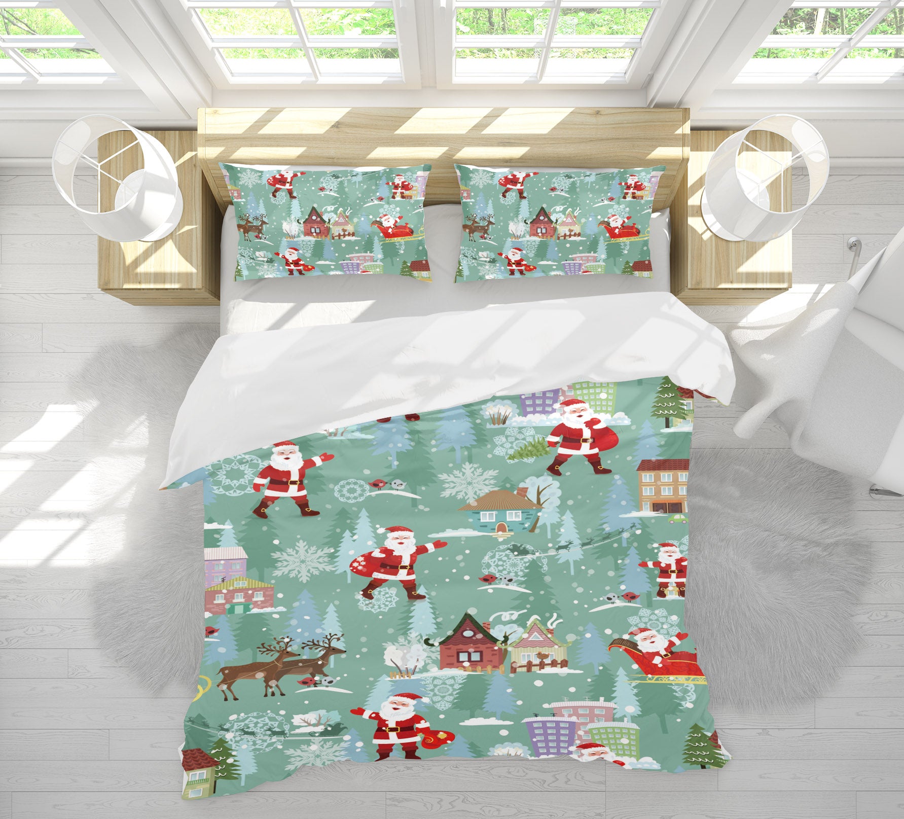 3D Santa House 52242 Christmas Quilt Duvet Cover Xmas Bed Pillowcases
