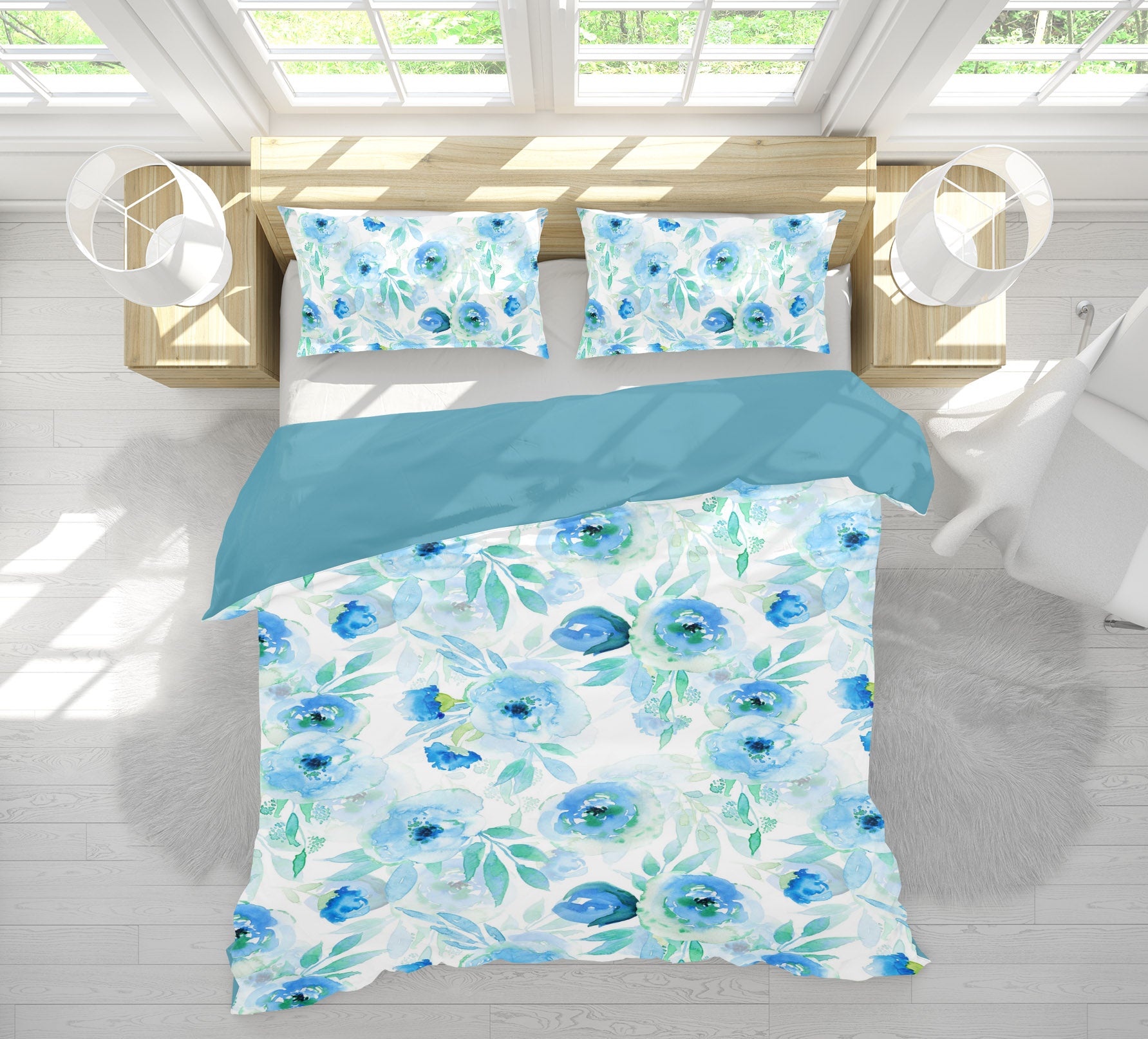 3D Blue Rose 072 Uta Naumann Bedding Bed Pillowcases Quilt