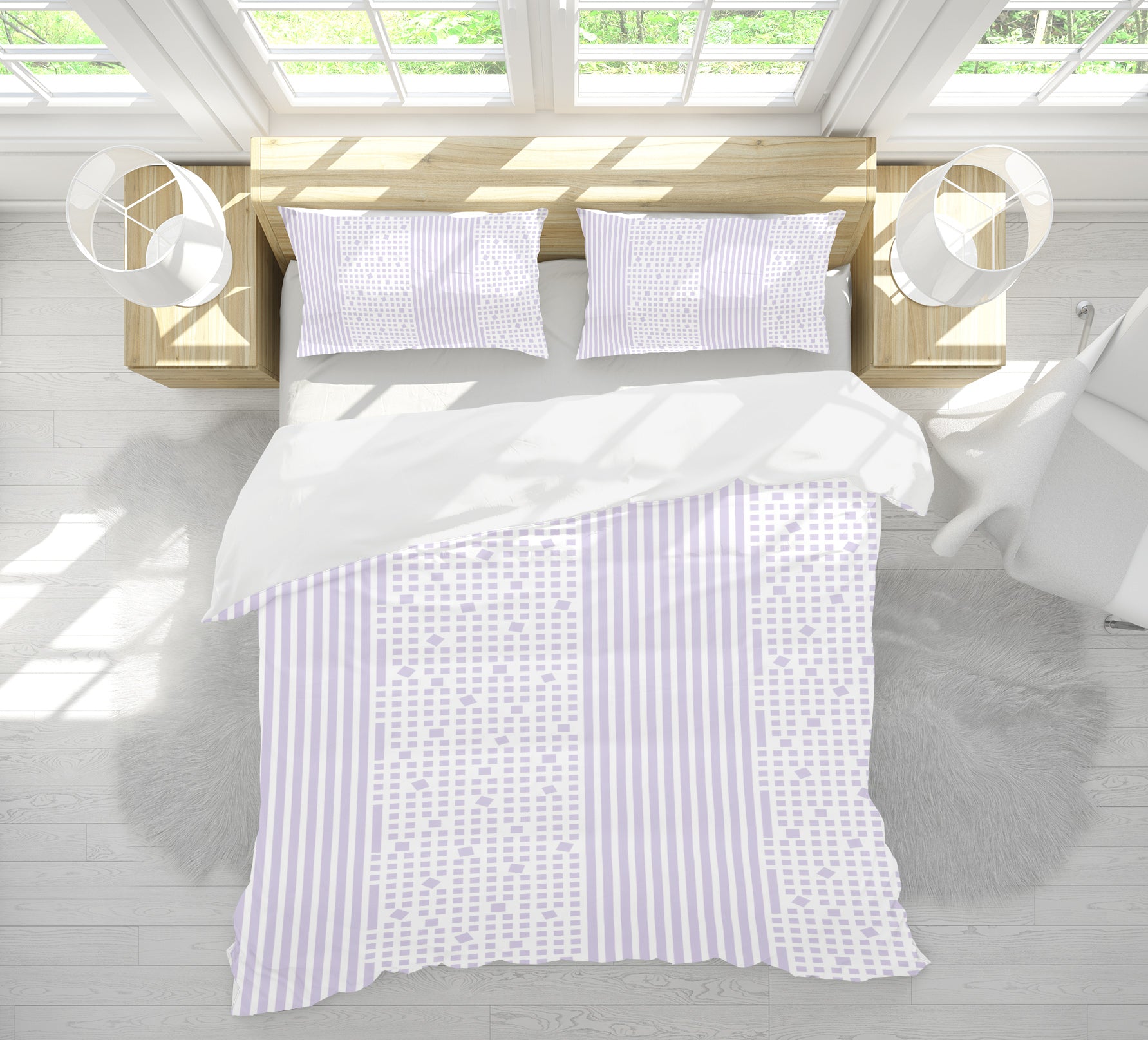 3D Light Purple Stripe Dots 98157 Kasumi Loffler Bedding Bed Pillowcases Quilt