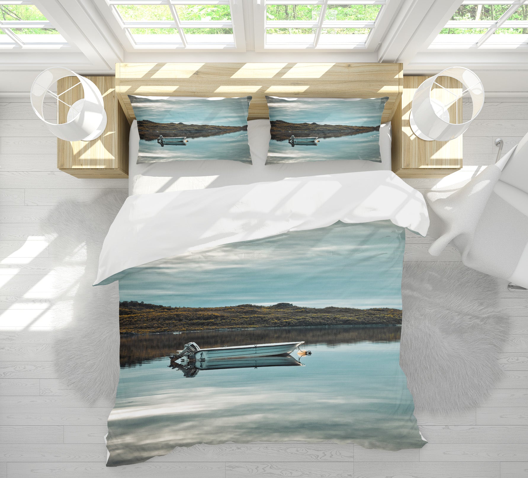 3D Lakeside Boat 8591 Assaf Frank Bedding Bed Pillowcases Quilt