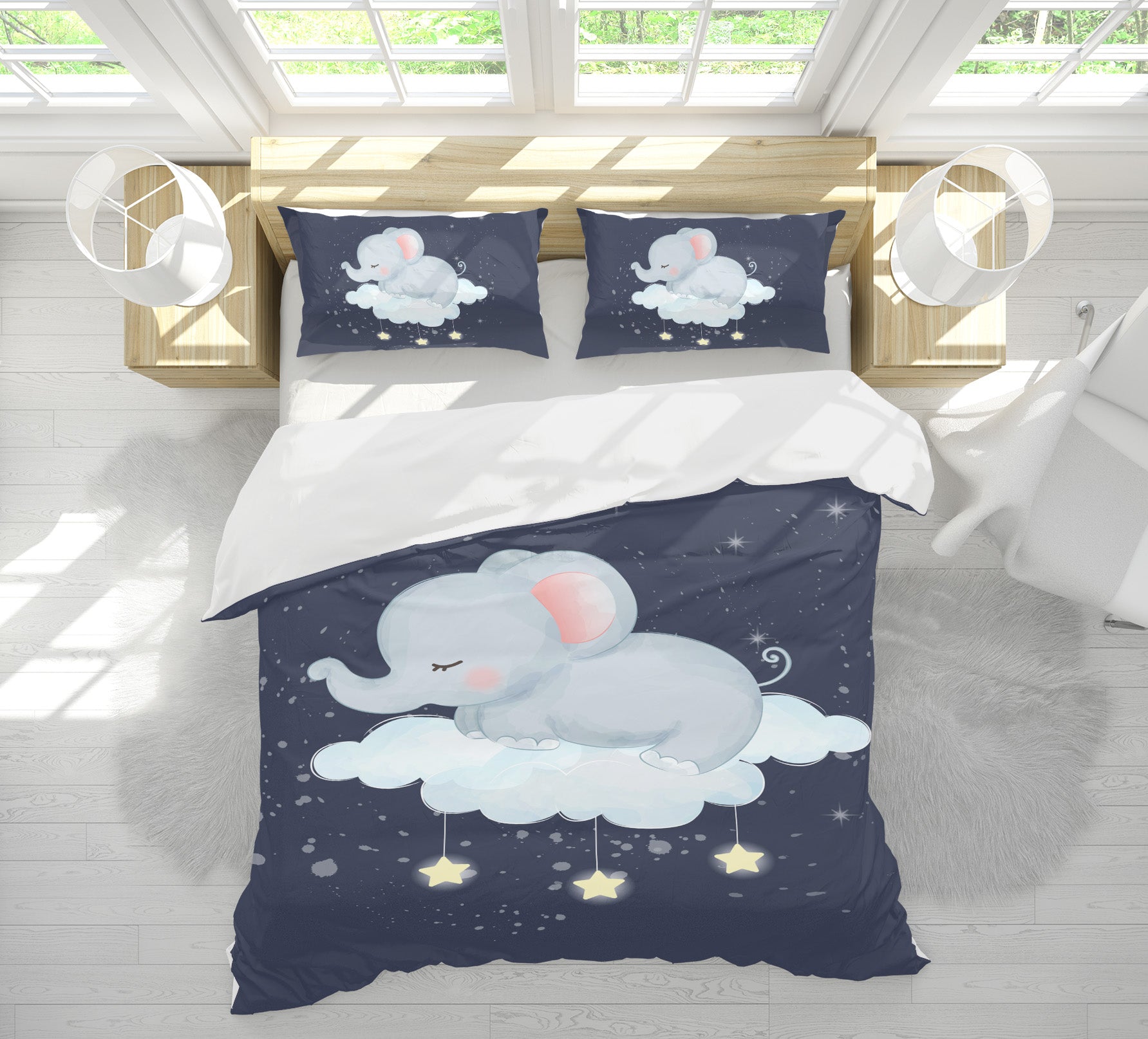 3D Elephant Cloud 64014 Bed Pillowcases Quilt