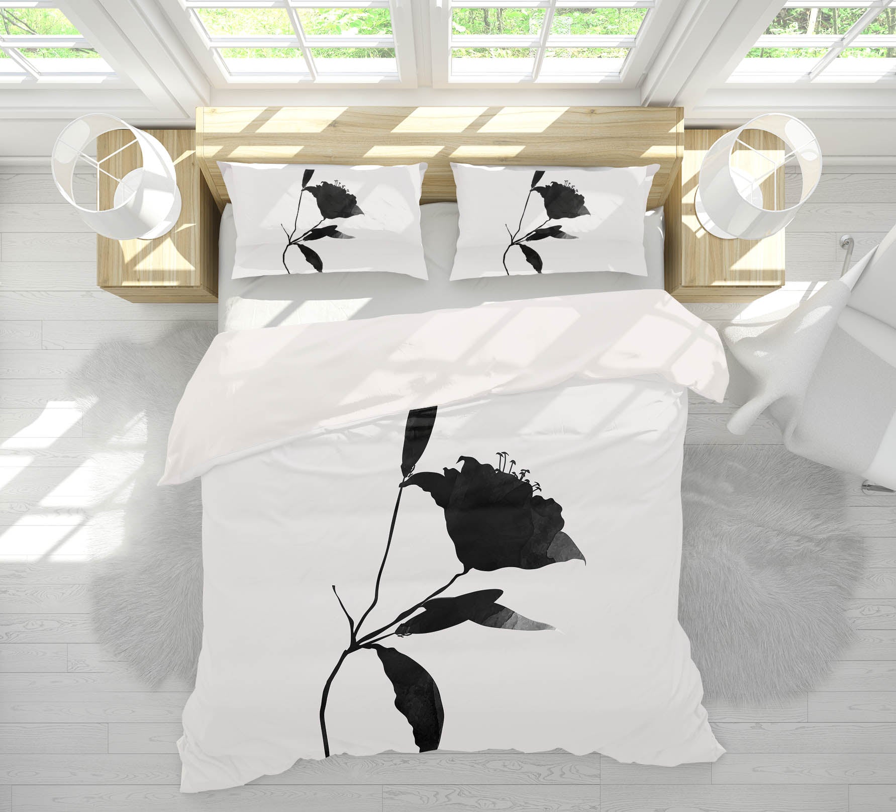 3D Black Flower 190 Boris Draschoff Bedding Bed Pillowcases Quilt