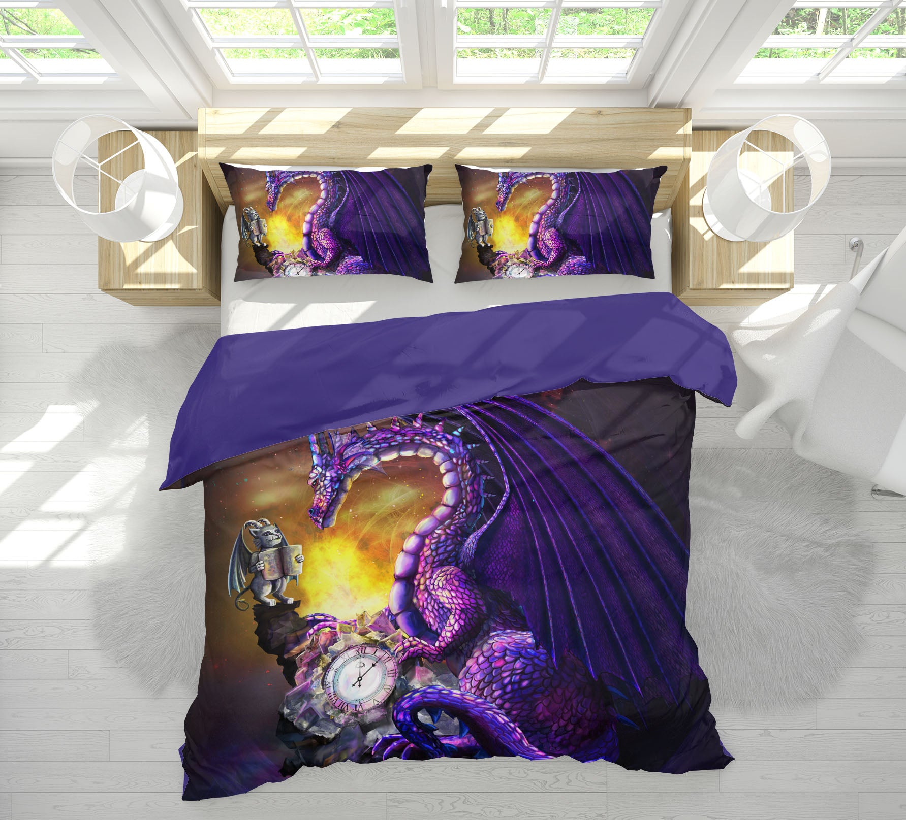 3D Sun Dragon 125 Rose Catherine Khan Bedding Bed Pillowcases Quilt