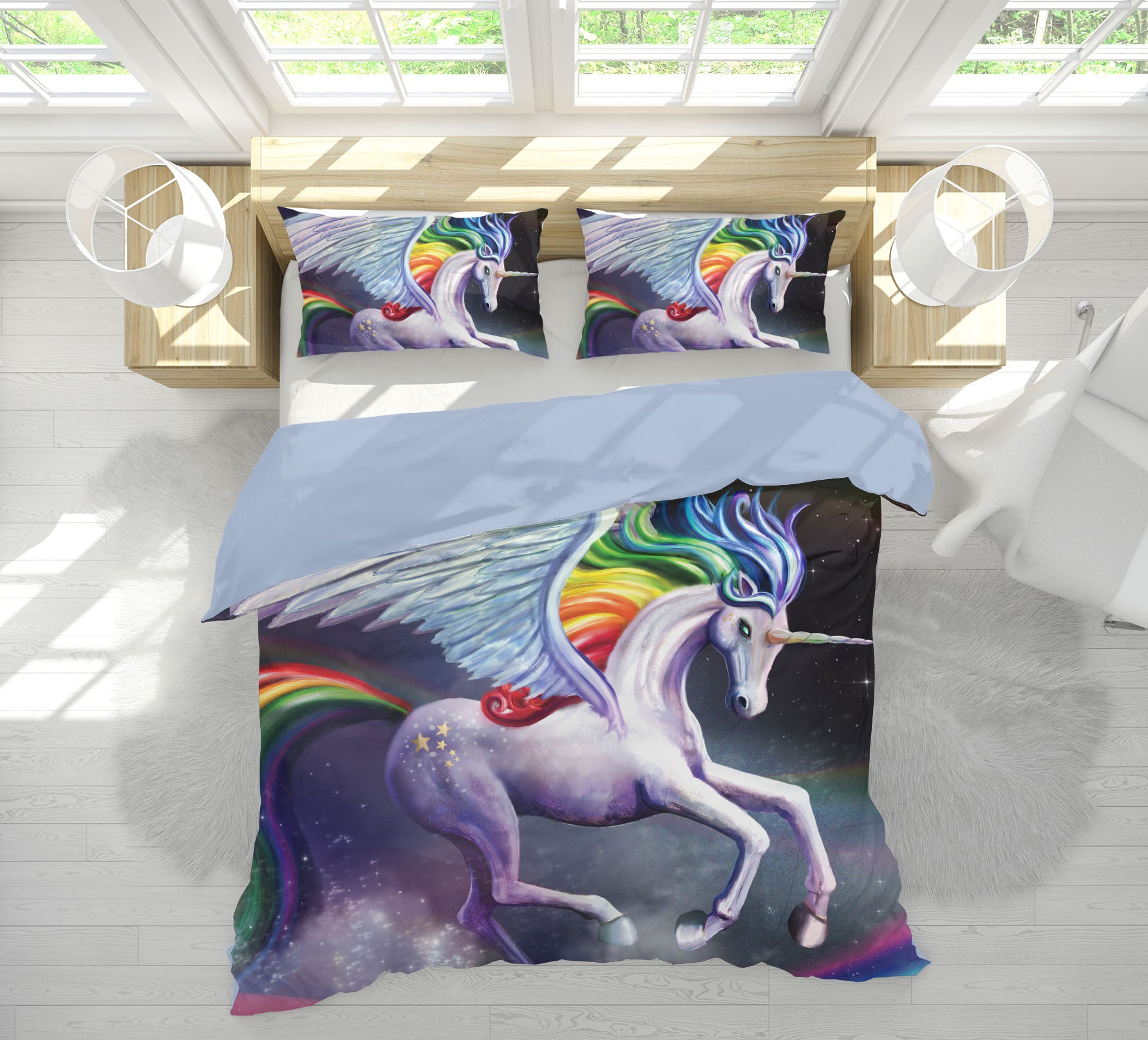 3D Rainbow Unicorn 116 Rose Catherine Khan Bedding Bed Pillowcases Quilt